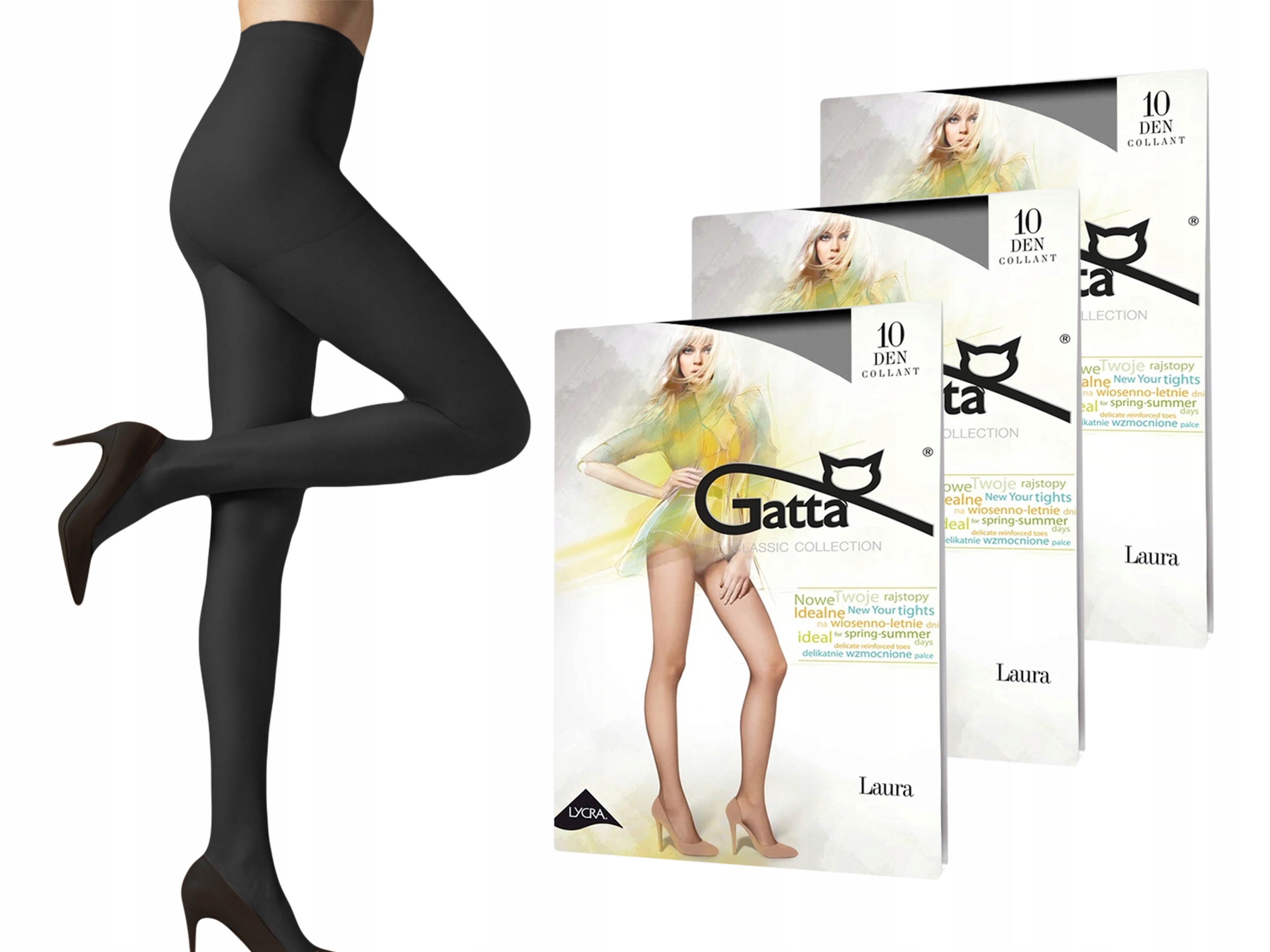 

rajstopy lycra Gatta Laura 10 Den , 3-pak , 4-L