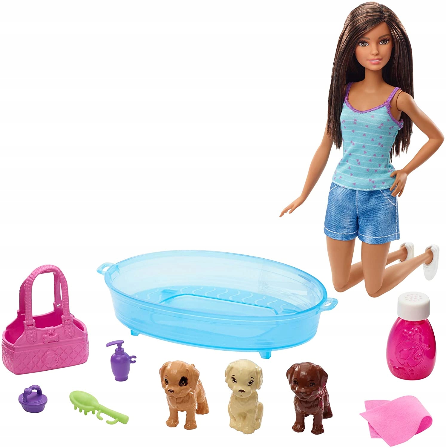 

Lalka Barbie 3 Pieski zestaw kąpiel piesków