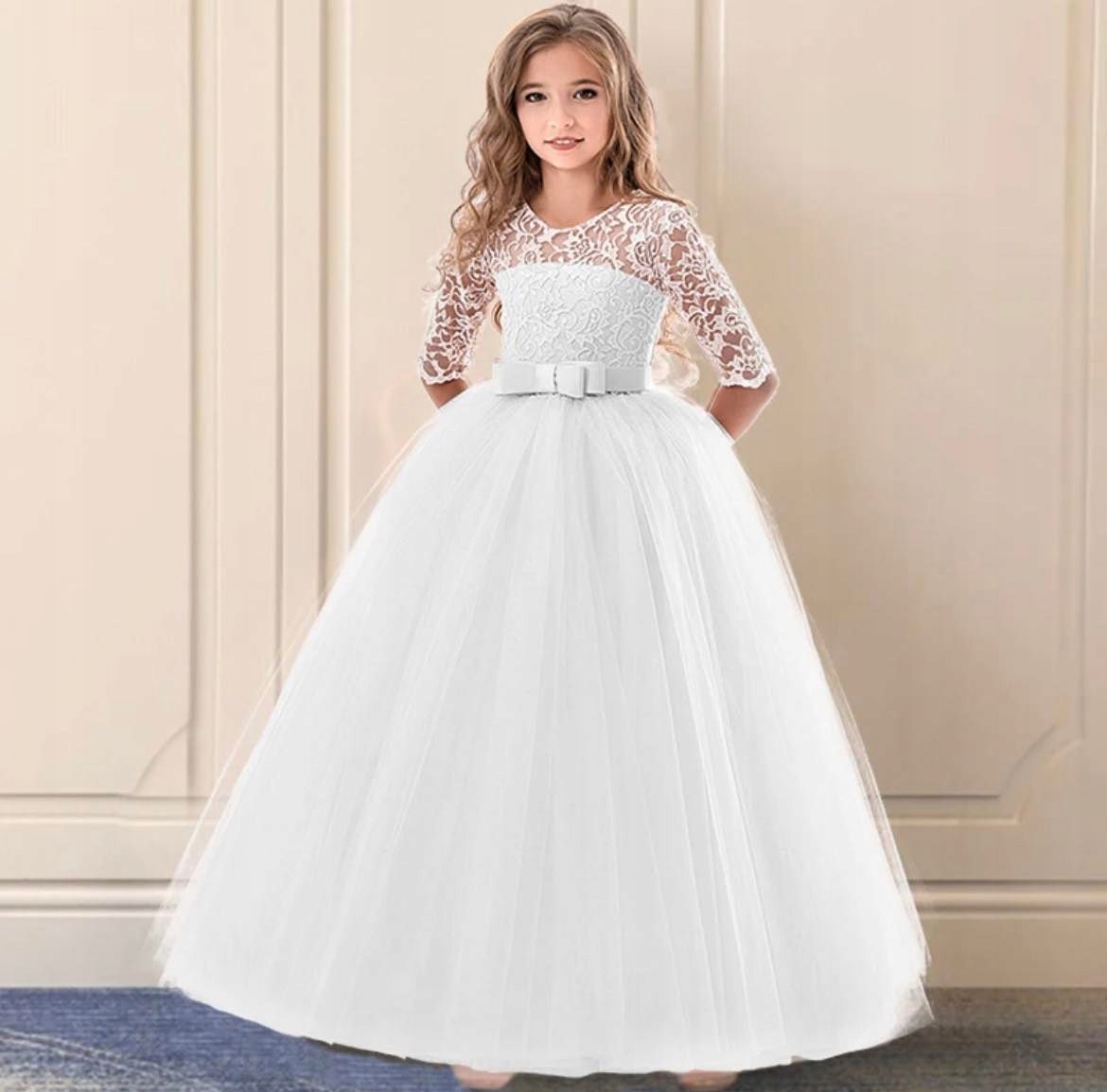 sukienka WIZYTOWA NA WESELE KOMUNIA KORONKA 158 Materiał dominujący poliester