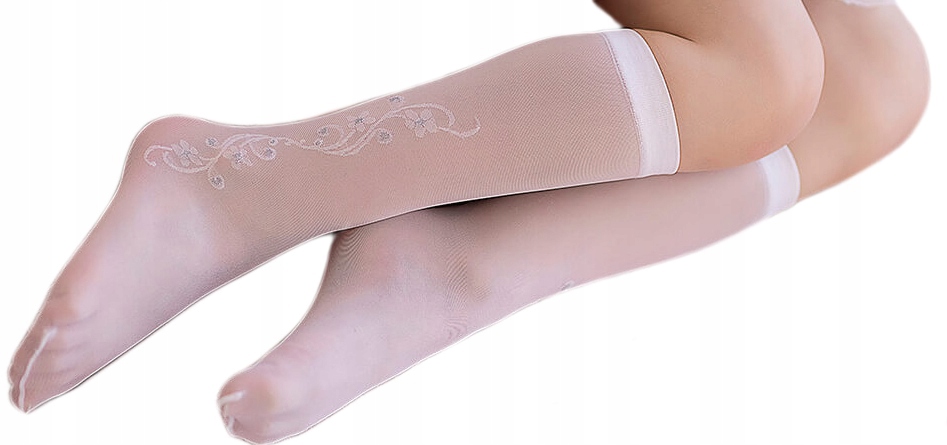 

Knittex Białe Podkolanówki Wzorek Komunia 18-22