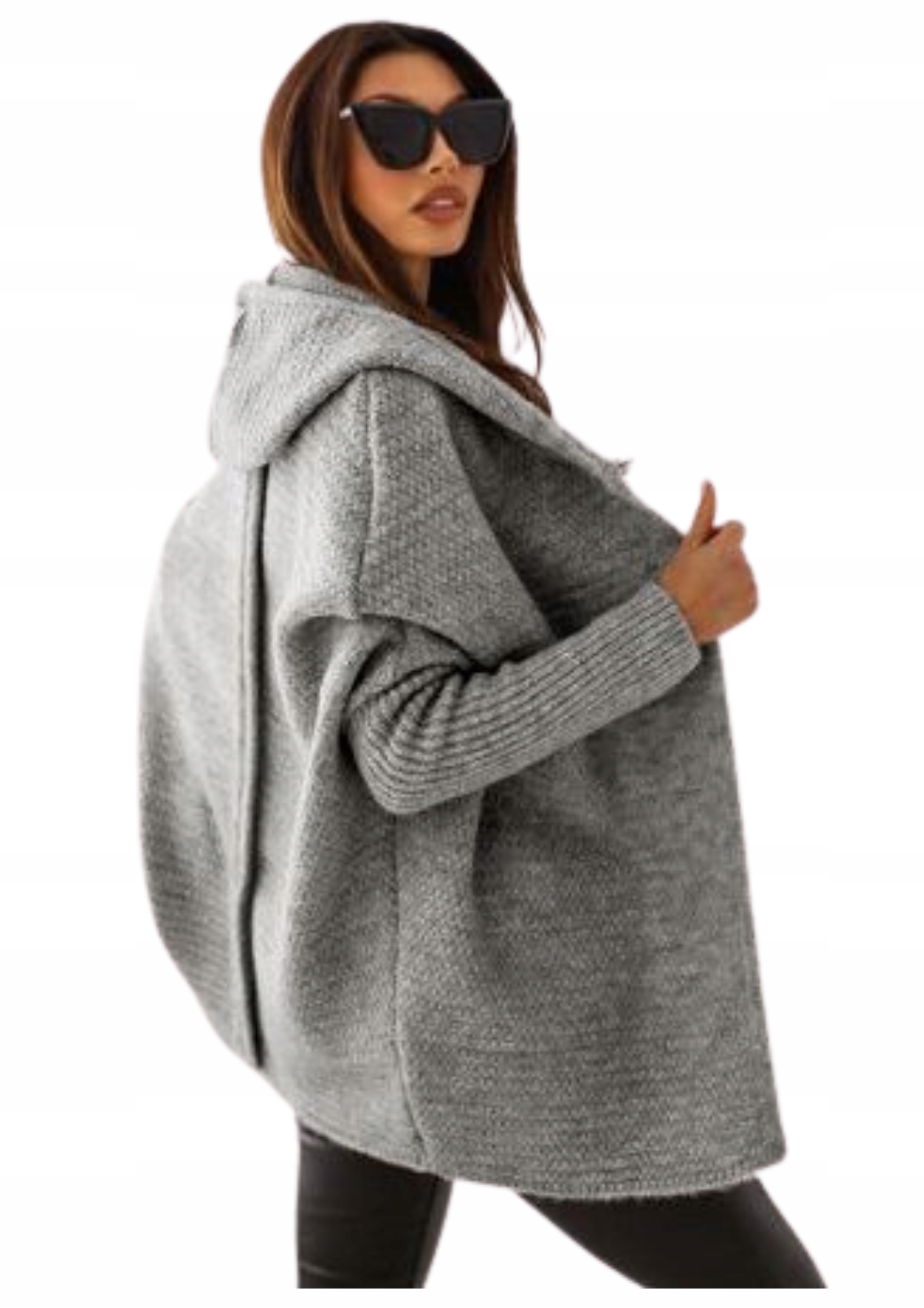 Krátký kardigan s kapucí Me Gusta Inez šedý