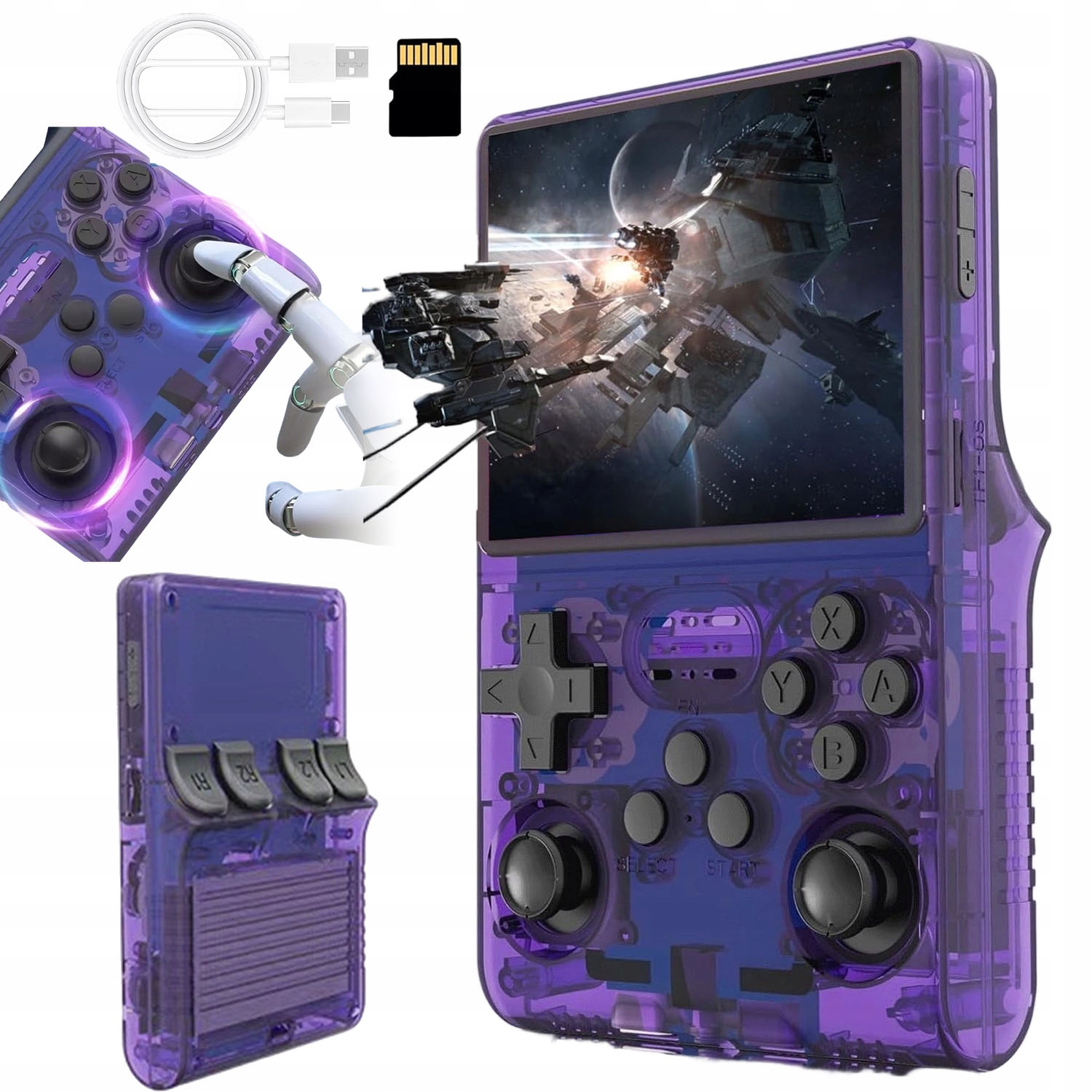 Konsola Do Gier Retro 256GB 3,5'' Fioletowy R40s Z Torba 3800MAH 640*480P