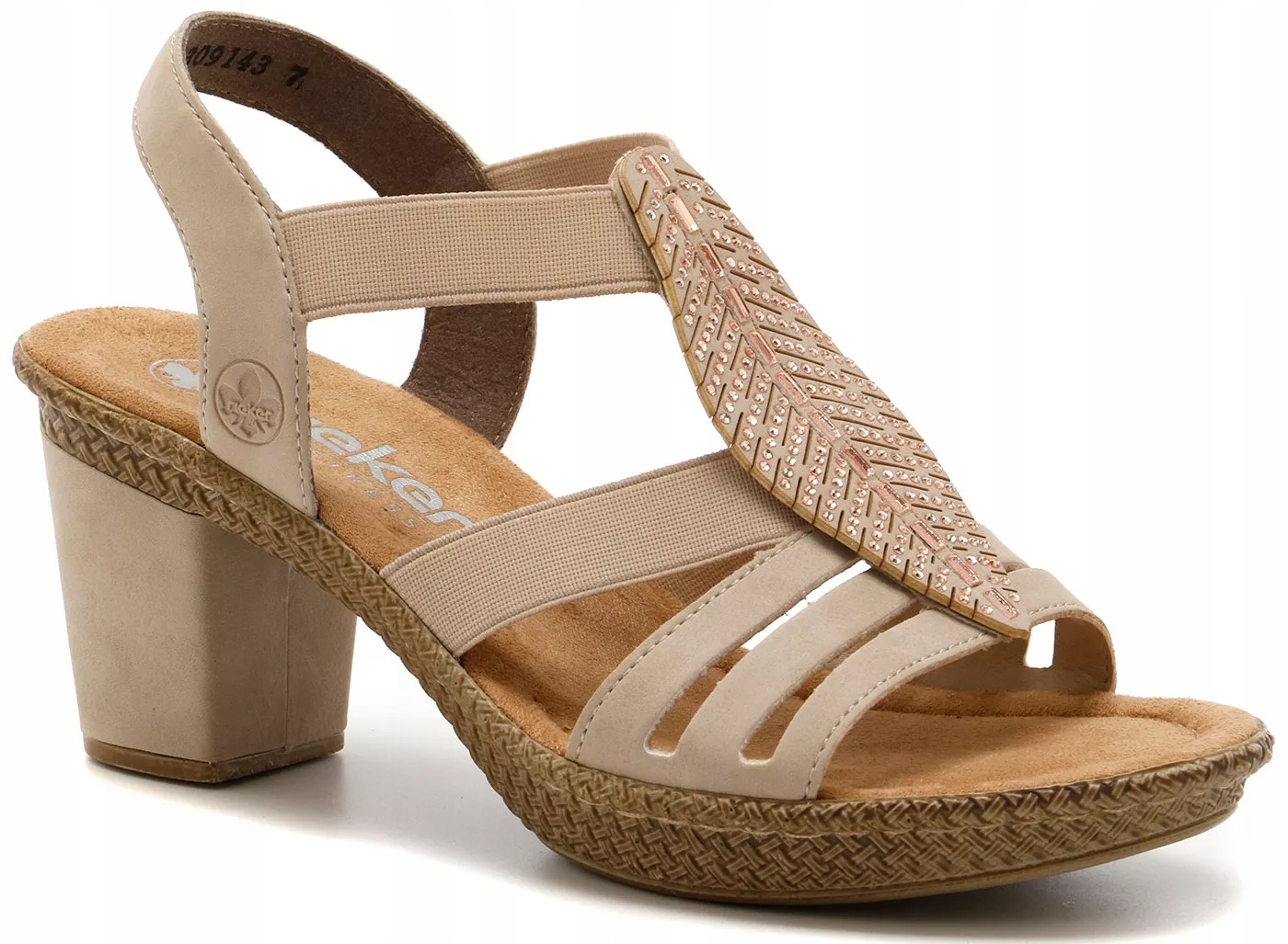 Sandály na podpatku Rieker 66526-62 béžová vel.39