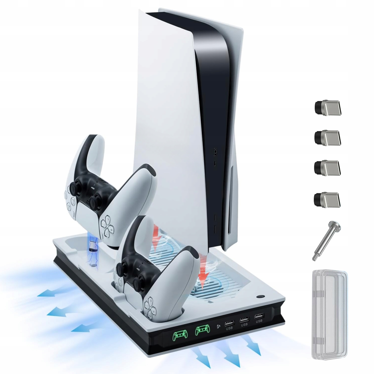 Wielofunkcyjna Podstawka do PS5 z Ładowaniem Kontrolerów i Chłodzeniem