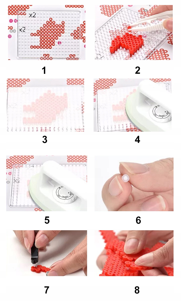 Koraliki do prasowania szablony zestaw PRASOWANKI PRASOWANKA kwiaty WALIZKA Materiał plastik