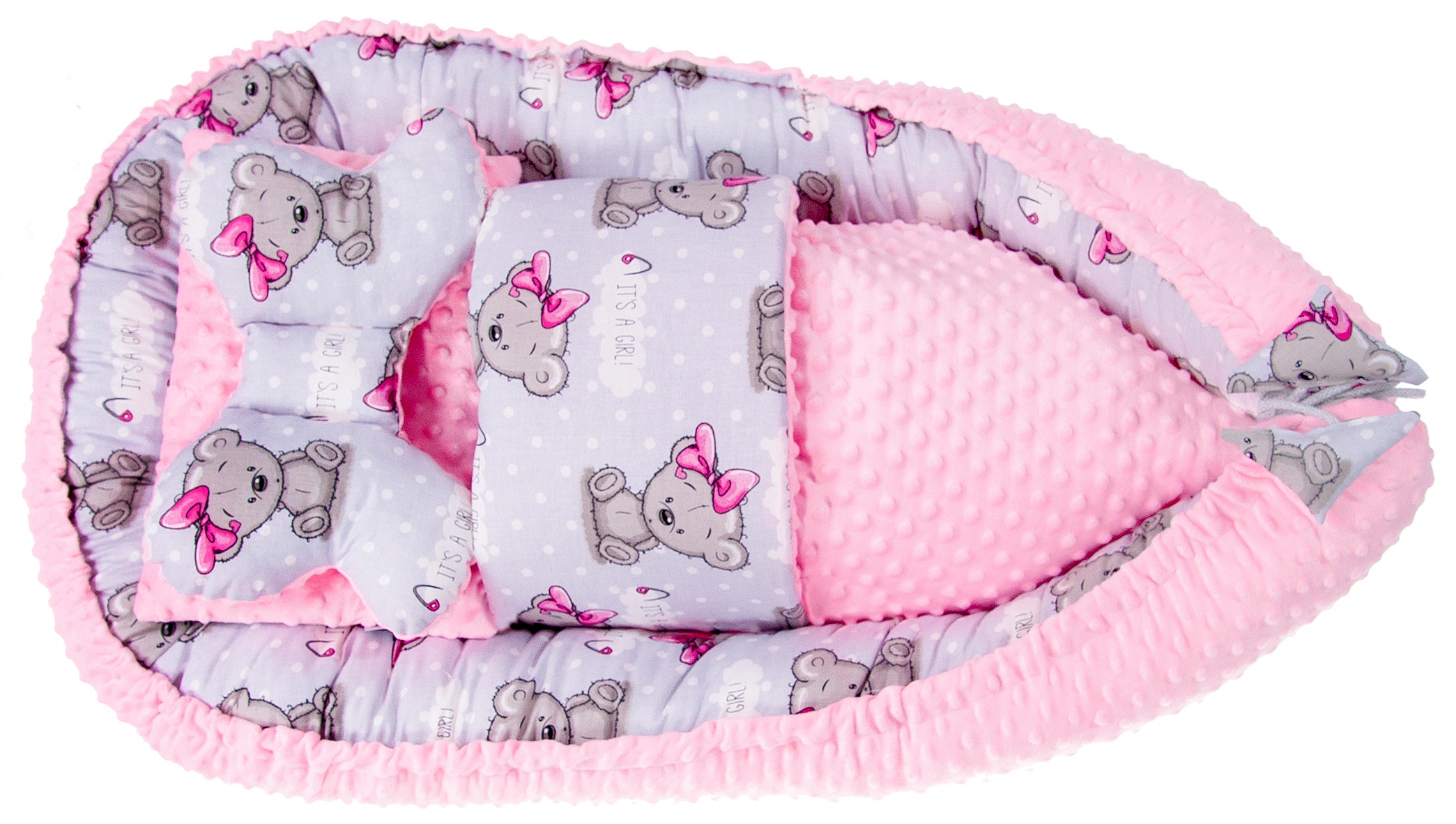 DUŻY ZESTAW KOKON KOCYK PODUSZKA MOTYL MINKY WZORY