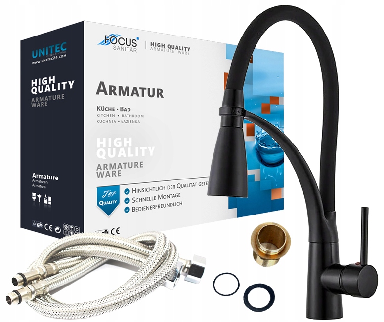 Vysoká Stojánková Kuchyňská Baterie Flex S Výsuvným Výtokem Dřez