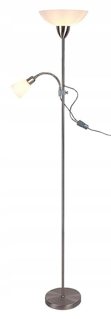 Stojacia podlahová lampa s lampou na čítanie, chróm, s vypínačom Rabalux