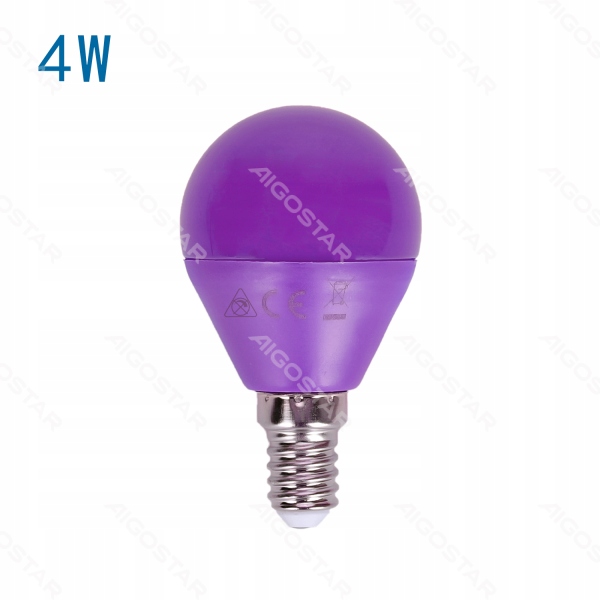 

Żarówka Led Kulka 4W G45 E14 Fioletowa