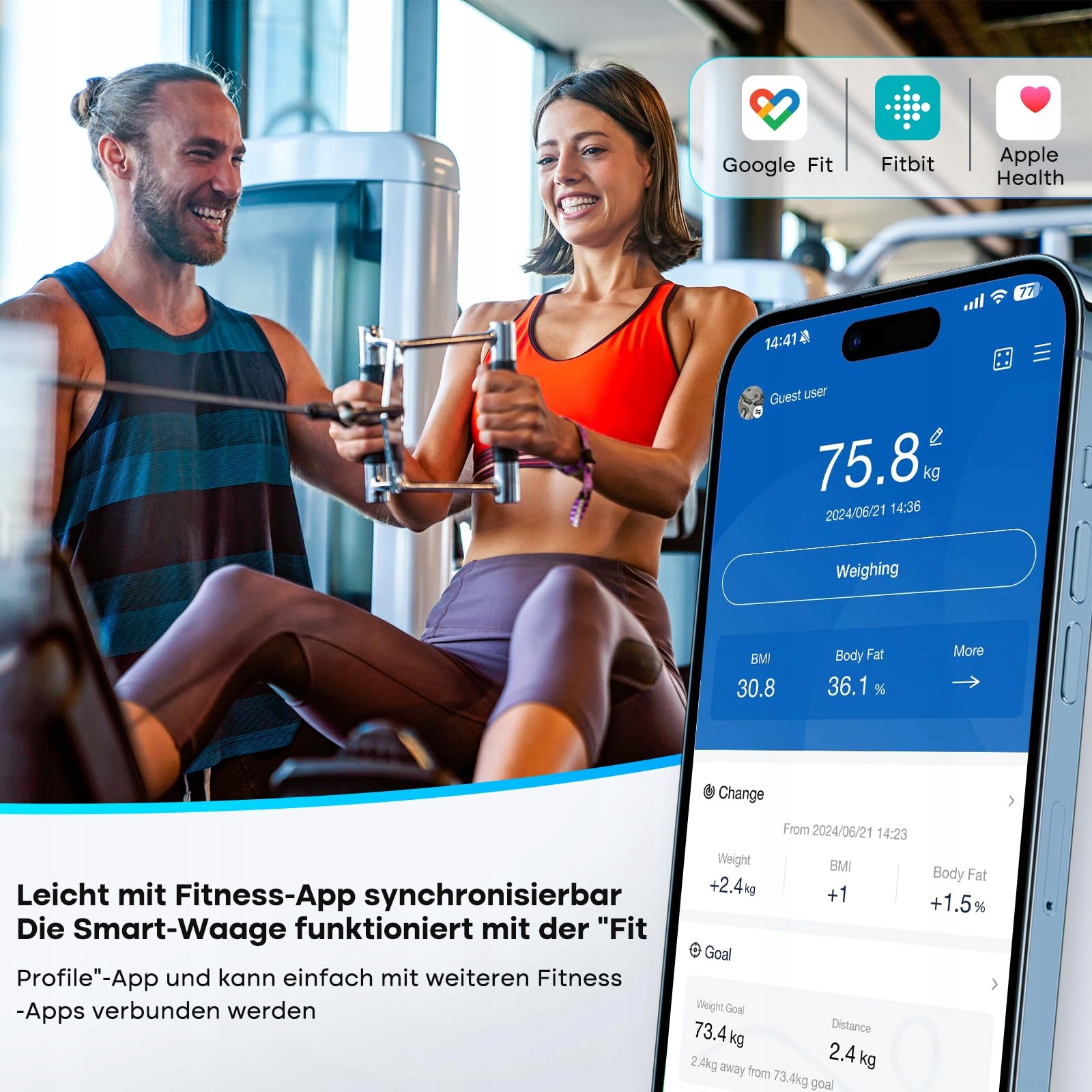 GE Waga Łazienkowa Cyfrowa Analiza Ciała Bluetooth Aplikacja 220 kg — miniatura 5