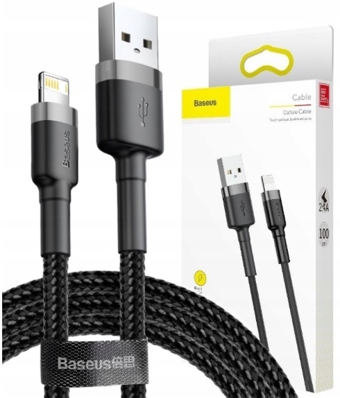 

Kabel do Iphone 1m 12 11 X 8 7 Baseus mocny oplot