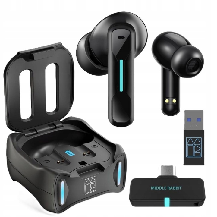 Sluchátka Do Uší Middle Rabbit S-W4 Pro Kanálová Led Bt