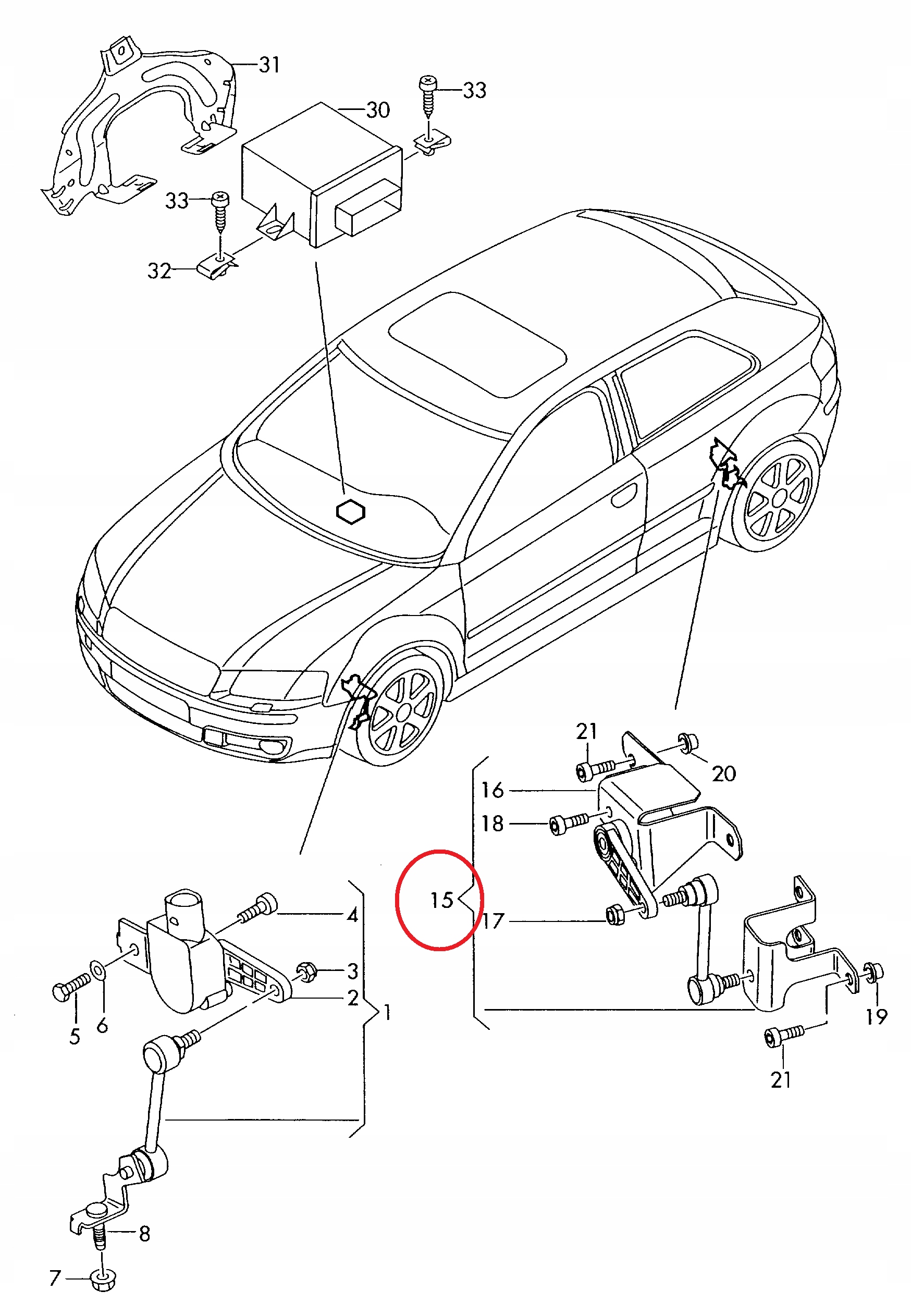 CZUJNIK LAMP REFLEKTORÓW LEWY TYŁ PASSAT B6 Producent części Inny
