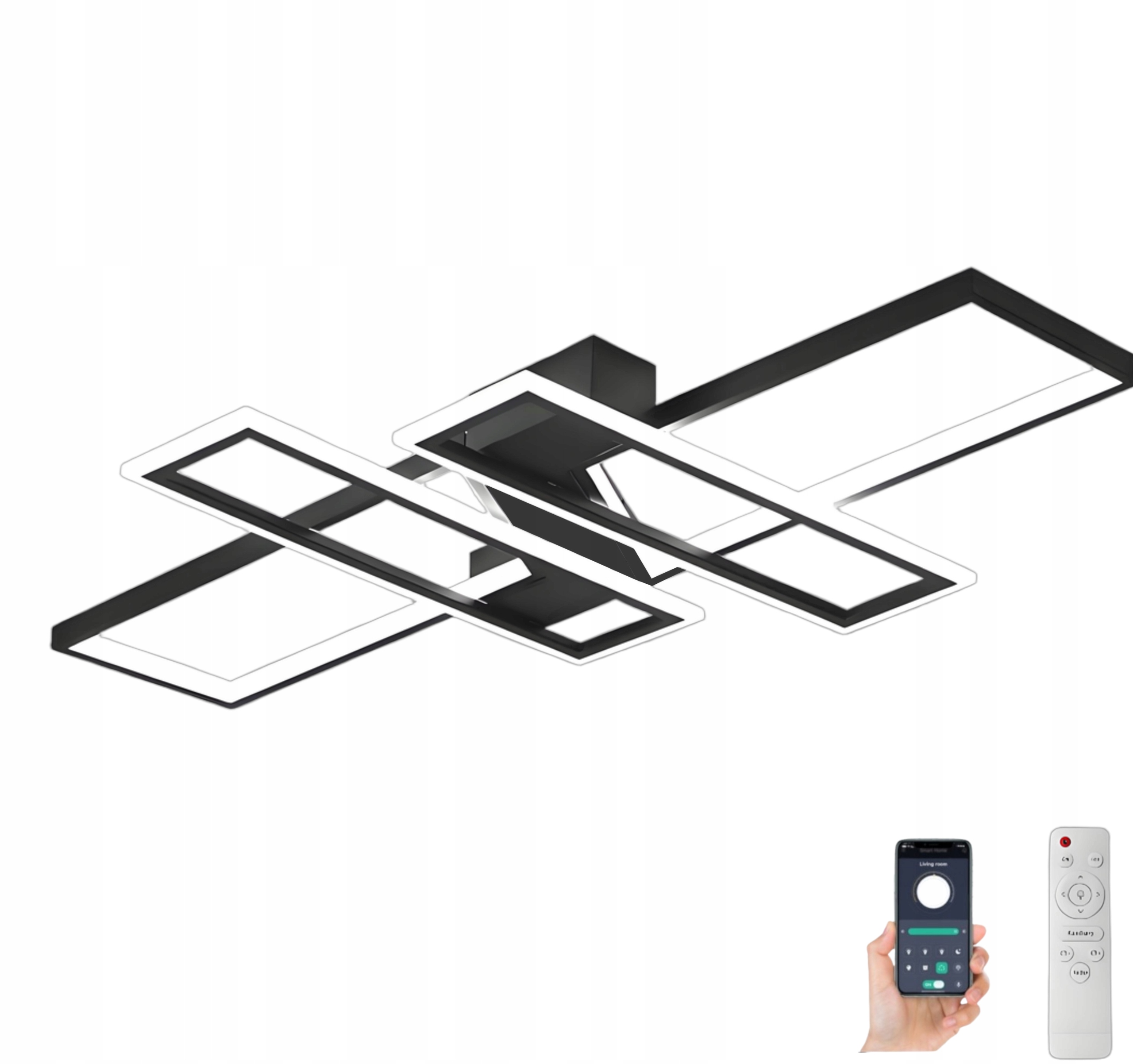 stropní svítidlo Led Lustr Diy Podélná Černá Moderní S Dálkovým Ovládáním A Aplikací