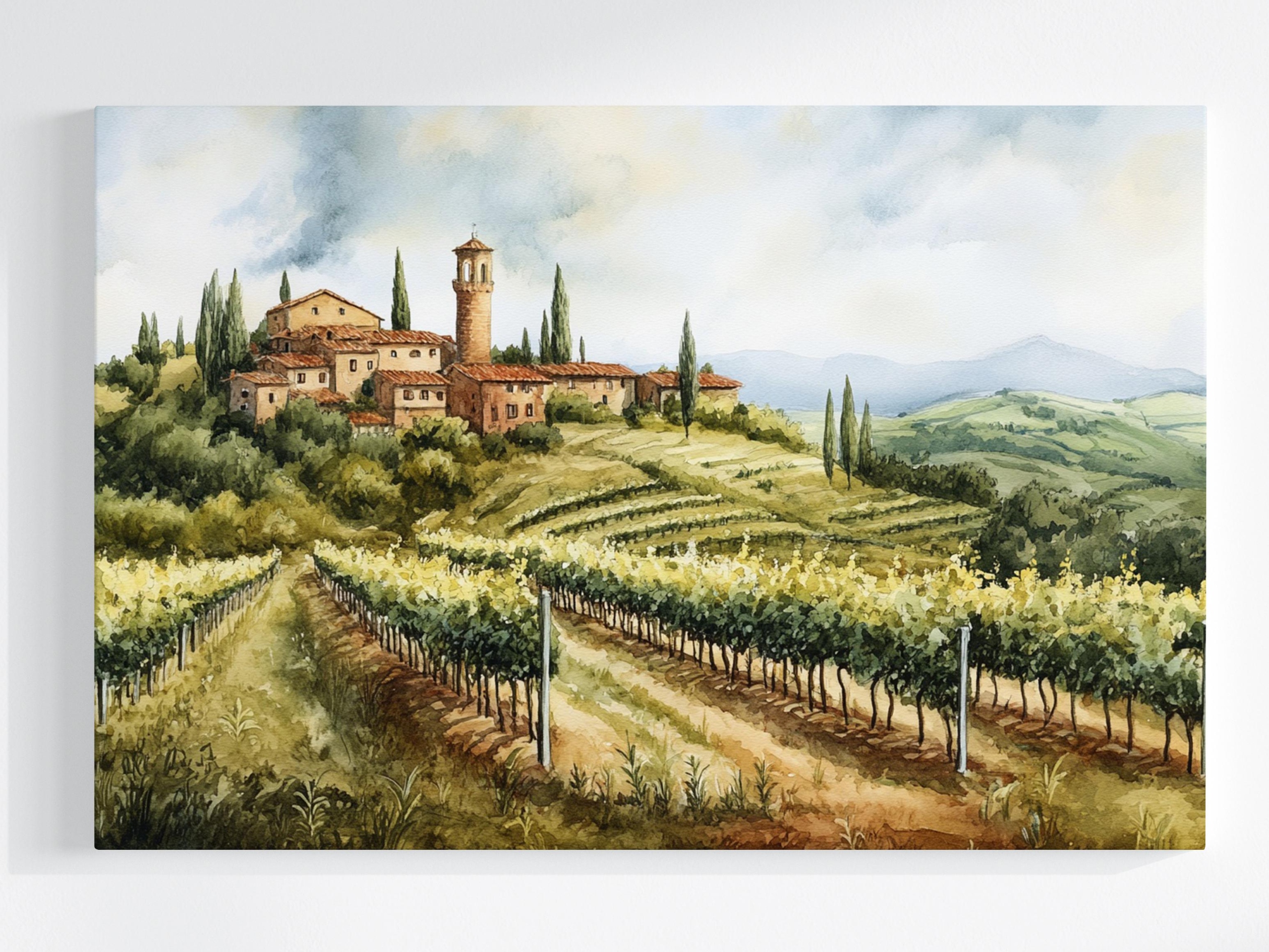 Obraz Na Plátně Canvas Krajina Pohled Itálie Toskánsko Vinice Město 120x80