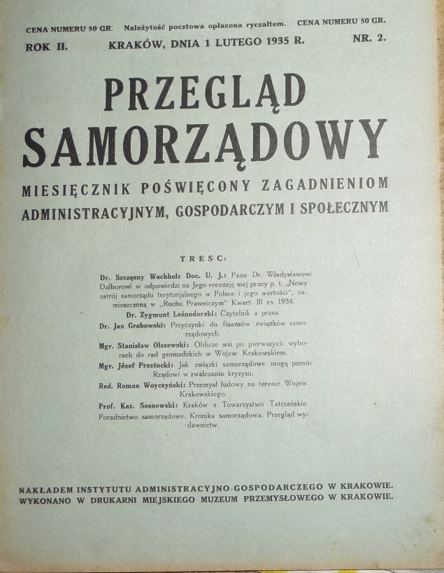 Kraków a Towarzystwo Tatrzańskie –PRZEGLĄD SAMORZĄDOWY 1935 Nr 2