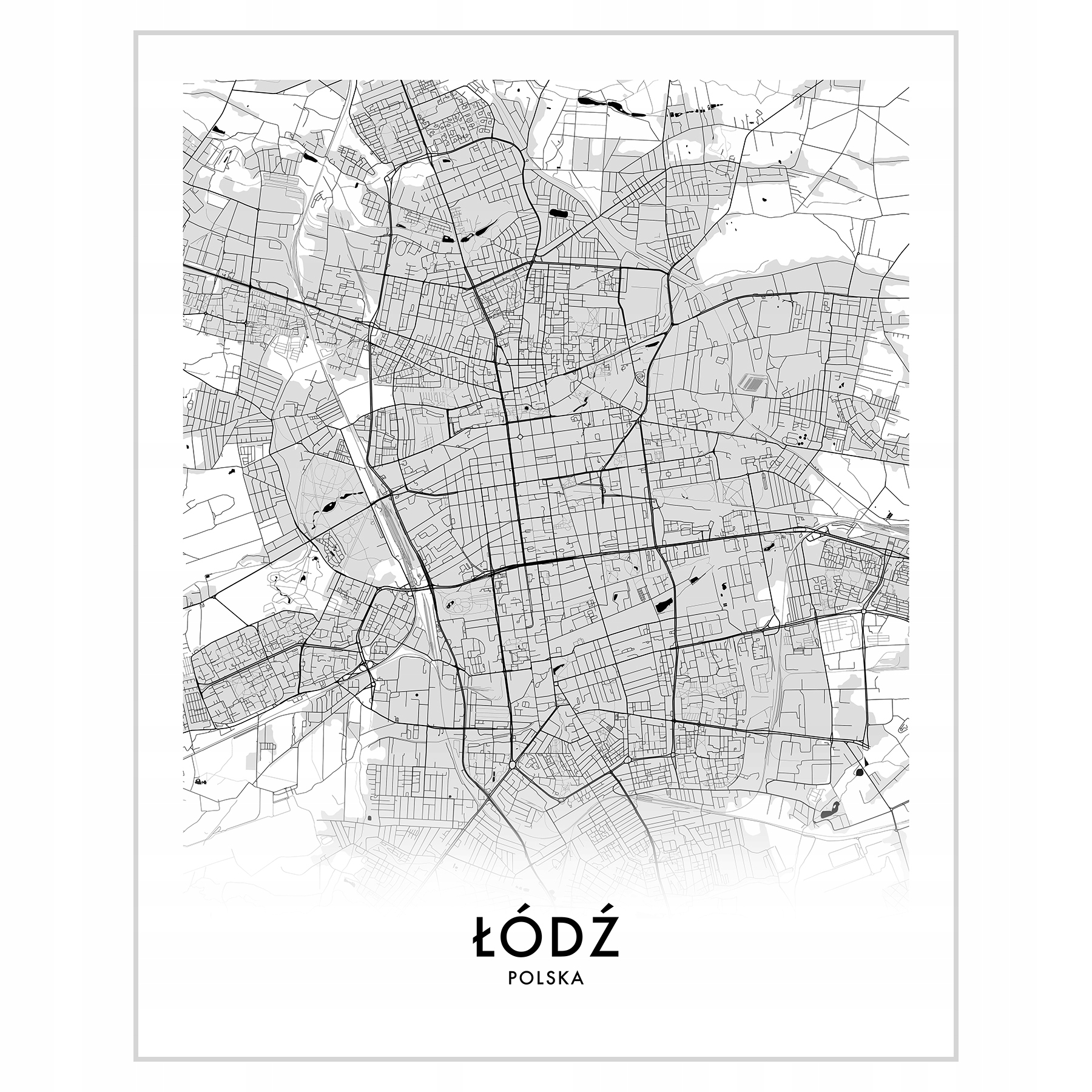 

Plakat 40x50 Mapa Łódź Kolor czarno-biały