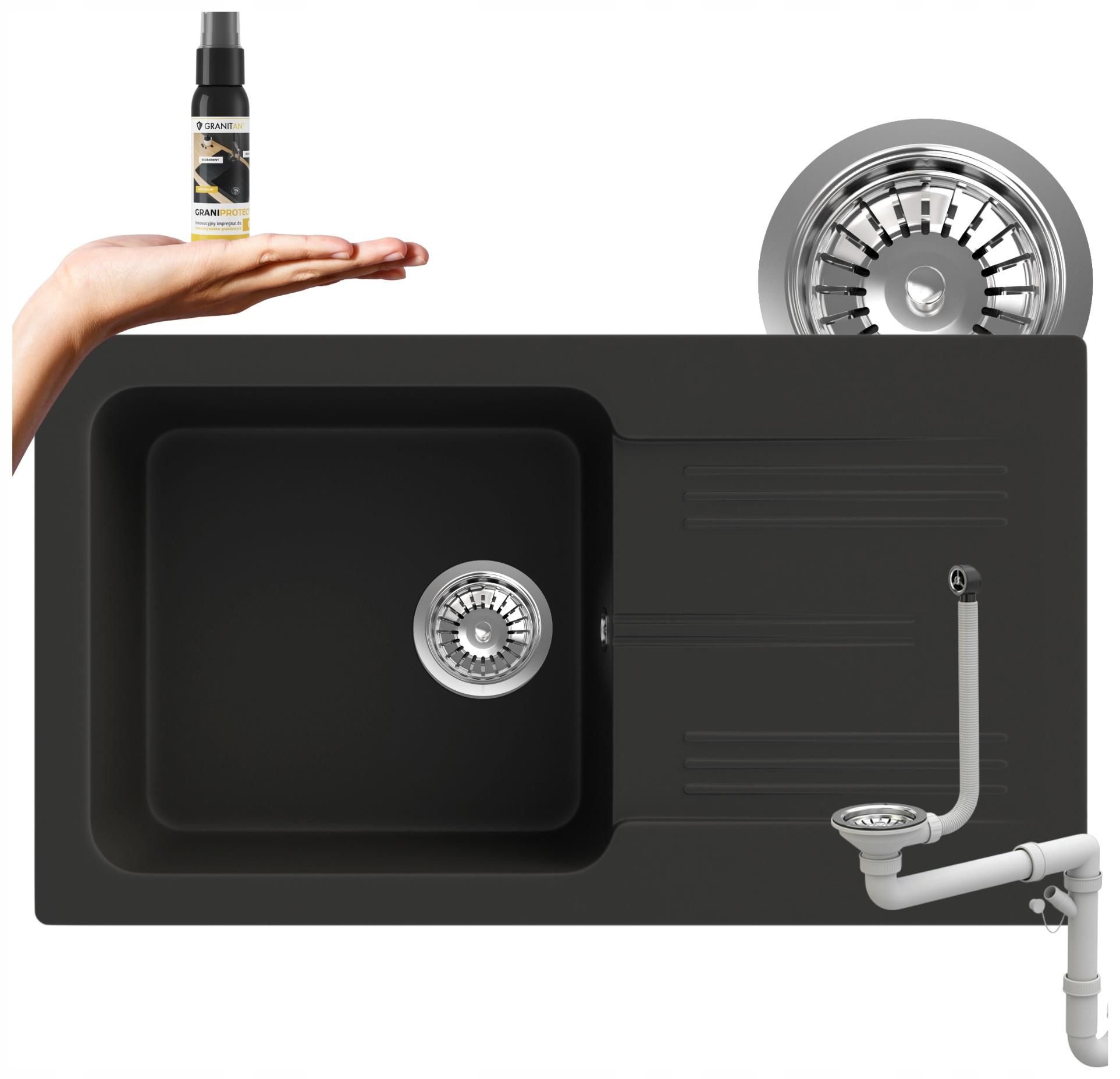 Jednokomorový granitový dřez Ada Set dřez 5 barev sifon