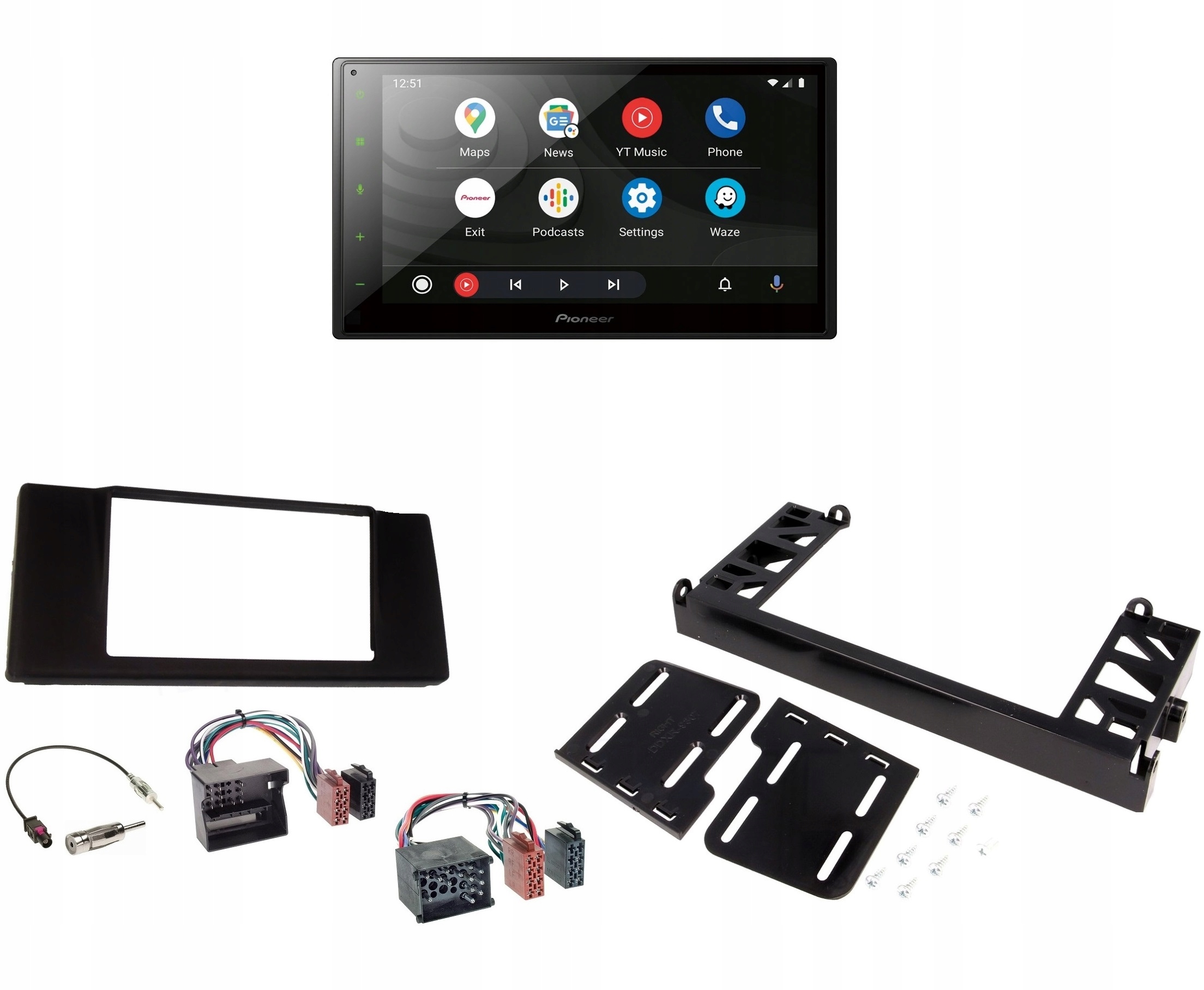 Pioneer SPH-DA160DAB Bluetooth autorádio CarPlay Bmw 5 E39 rámček