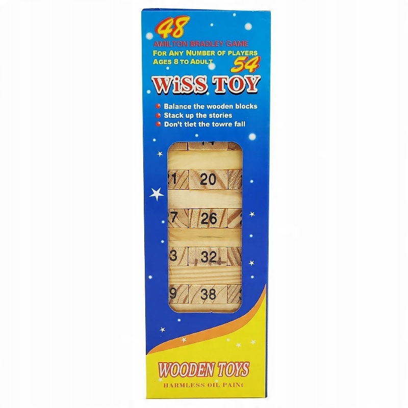 

Gra Drewniana Chwiejąca Wieża Wiss Toy 54 Klocki