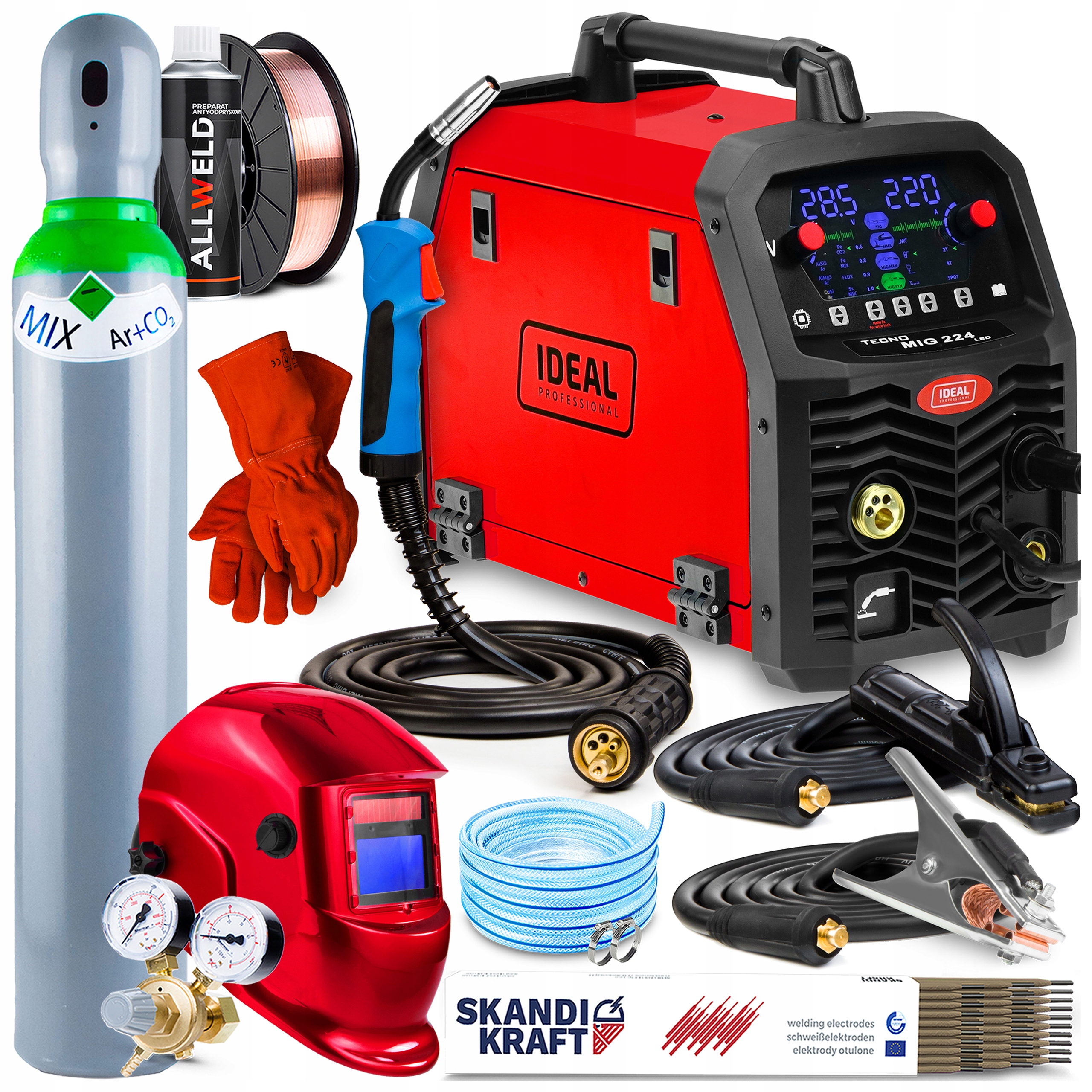 Svářečka Migomat Ideal Tecno Mig 224 Synergic Led 4X4 Mma Tig Hliník 4R