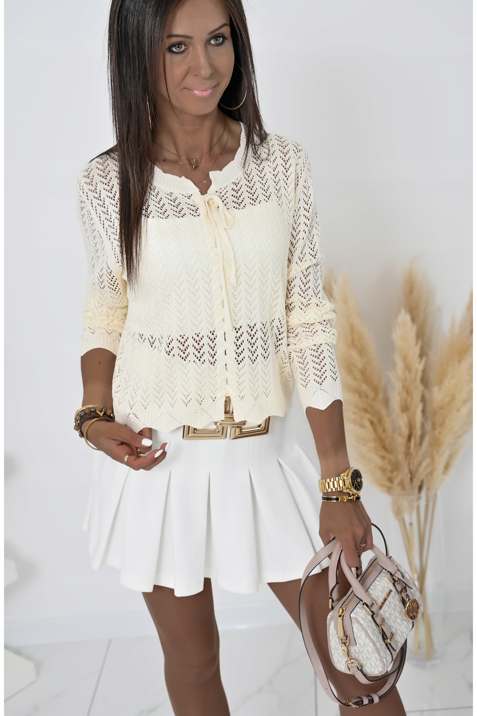 ROMANTYCZNY AŻUROWY LETNI SWETEREK MELANY! L/XL Marka inna