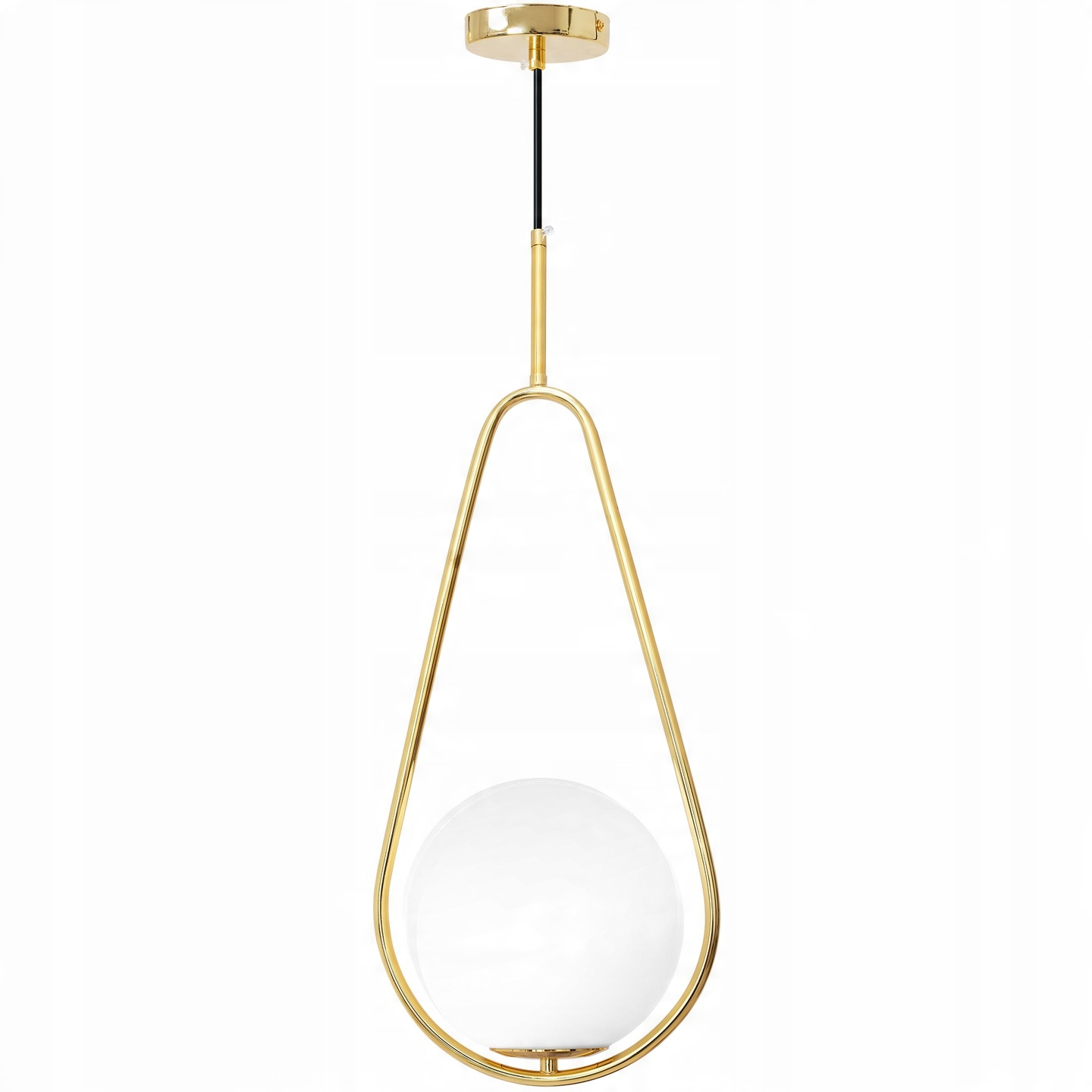 

Lampa Sufitowa Wisząca Szklana Kula Biała Złota