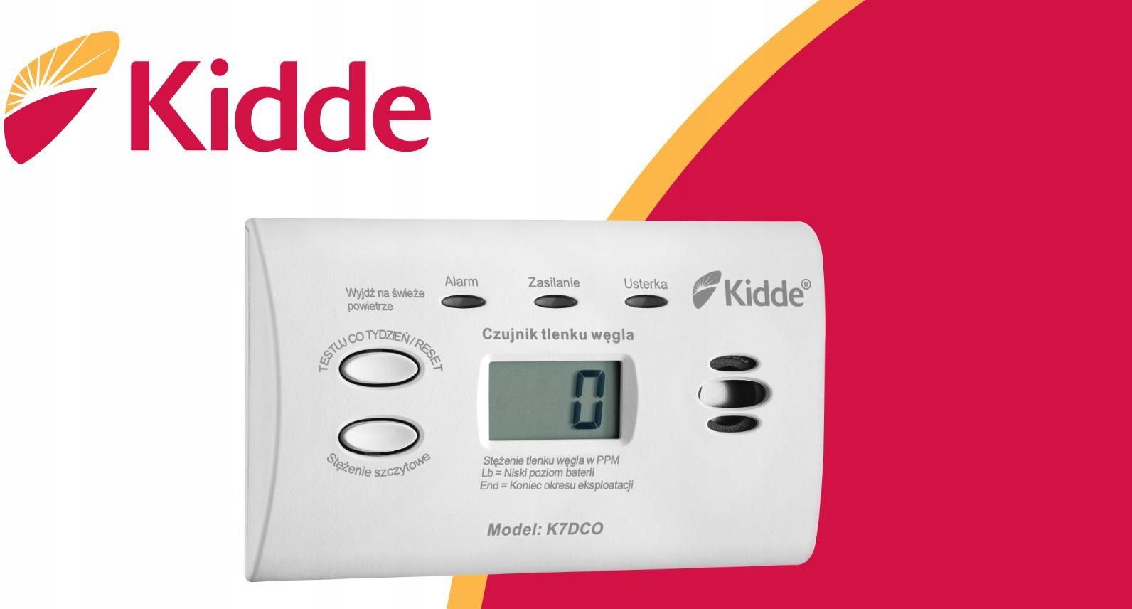 CZUJNIK CZADU Kidde K7DCO WYŚWIETLACZ LCD 10 LAT EAN (GTIN) 0047871313402