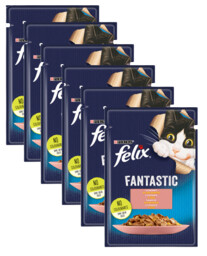 Levně Mokré krmivo pro kočky Purina Felix Fantastic s lososem v želé 26x85 g