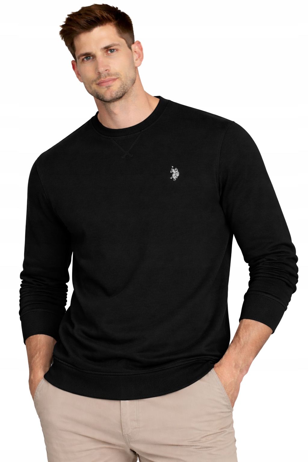 U.s. Polo Assn. Pánská Mikina MUP3356-M12 černá bez kapuce, bavlněná