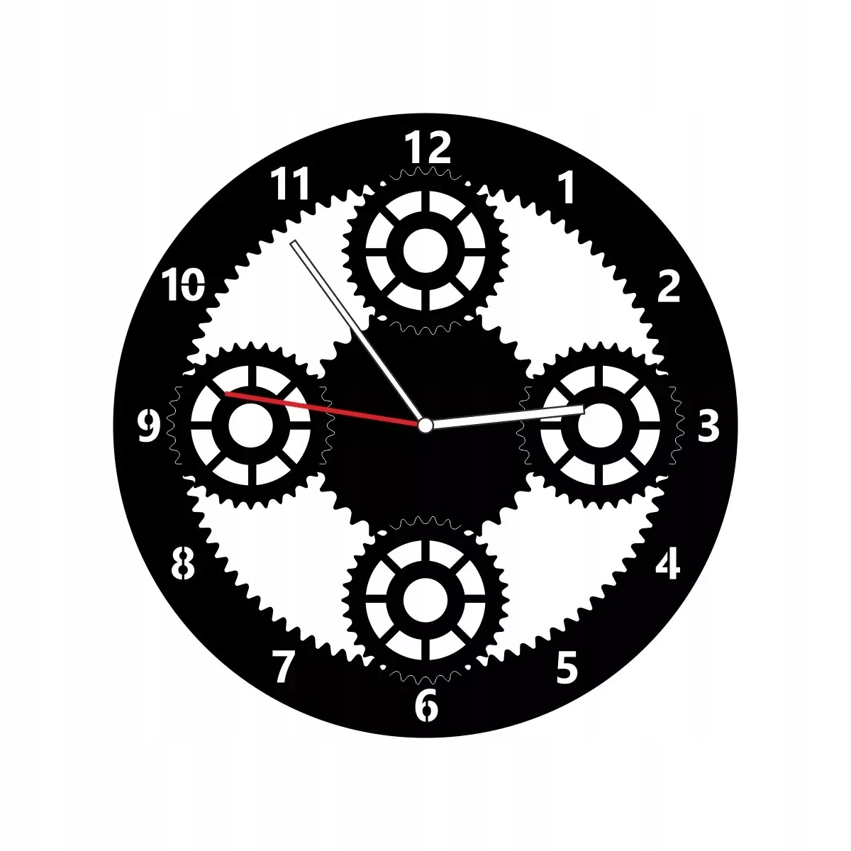 Veľké Kovové Hodiny 60 cm na stenu Čierne Režimy Zúbkovania