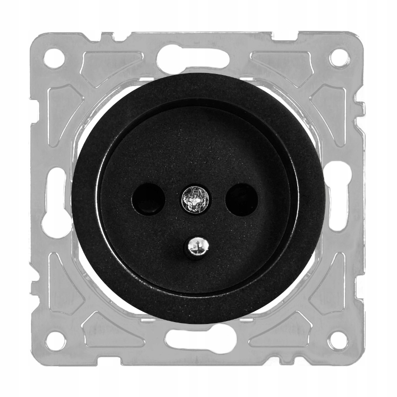 

Gniazdo z uziemieniem, czarne, Oval Electromalt