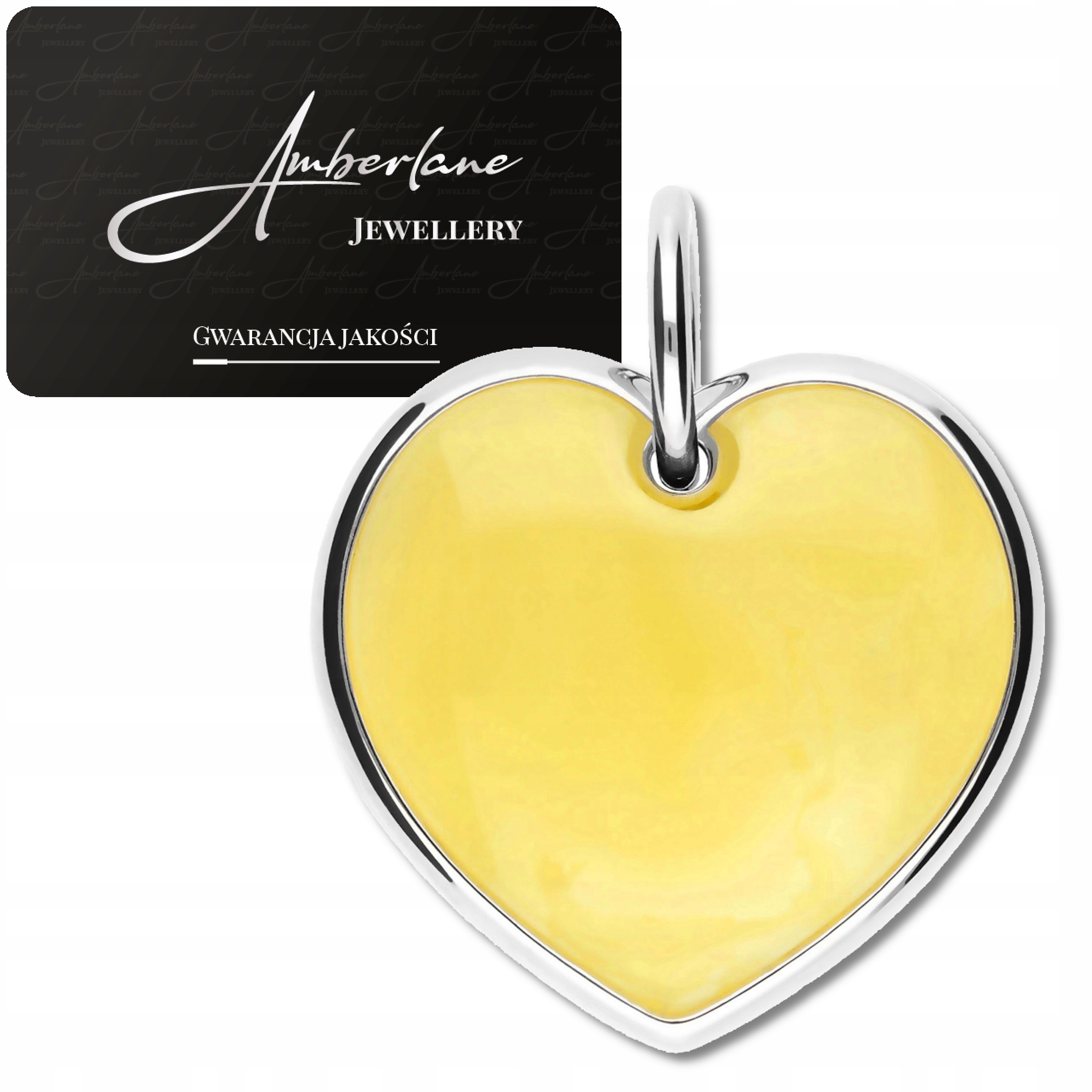 Přívěsek Srdce stříbro 925 s přírodním mléčným jantarem – Přívěsek Srdce