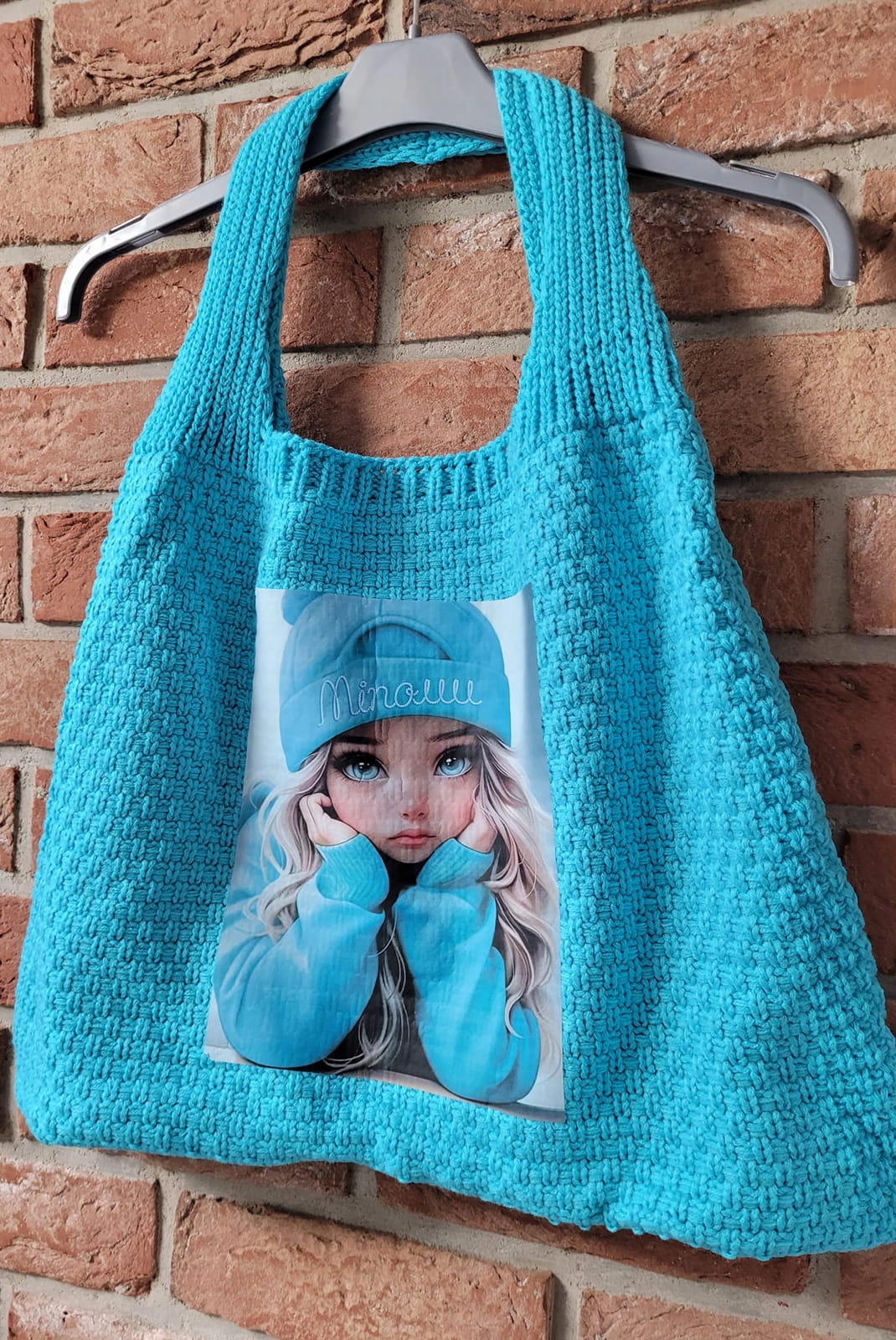 Dzianinowa torba laleczka Minouu niebieski