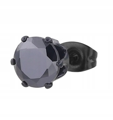 KOLCZYK DO UCHA OKRĄGŁY CZARNA CYRKONIA 6MM Marka Inna marka