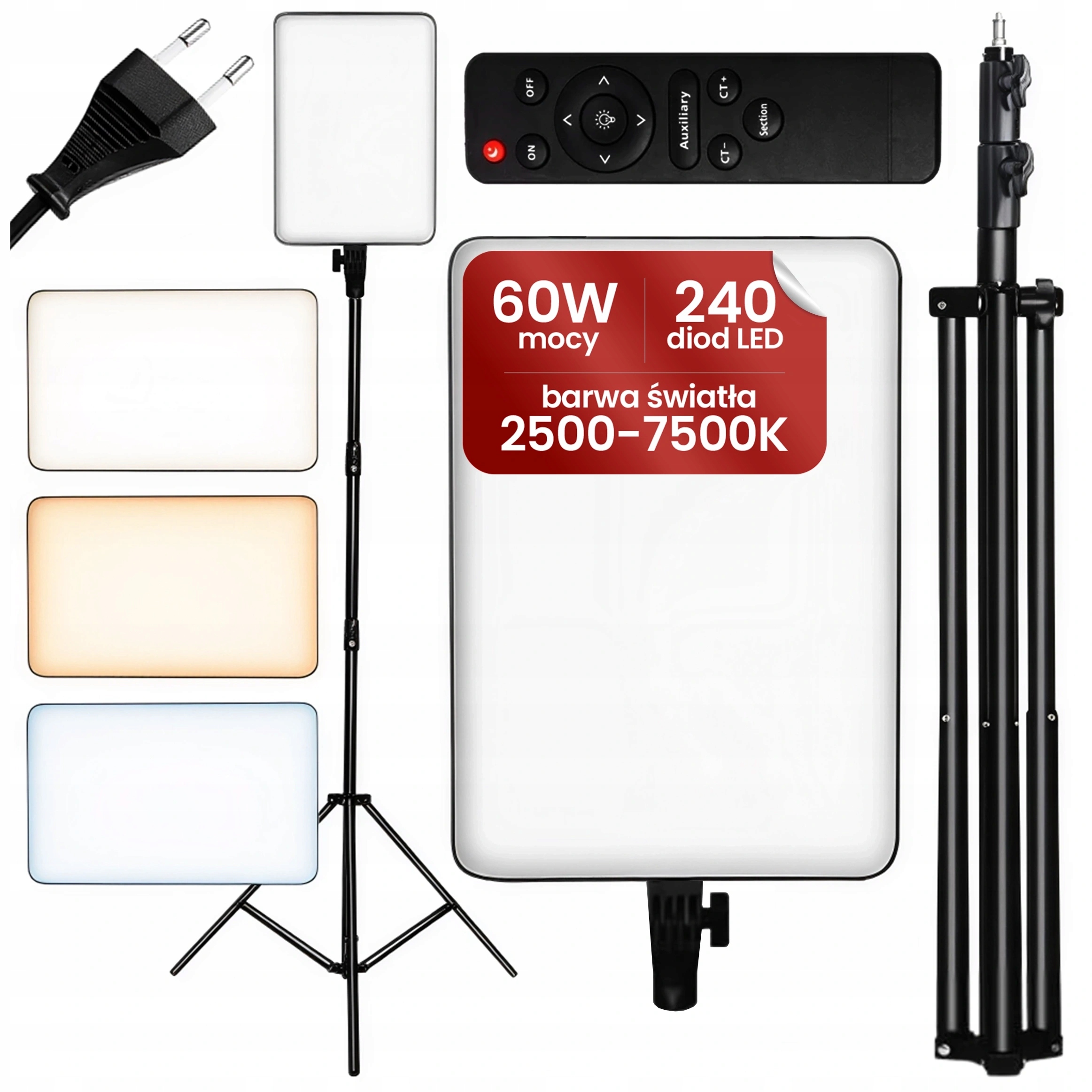 Studiová lampa pro fotografie Panel 19" Pilot se stativem 210 cm Make-up YouTube