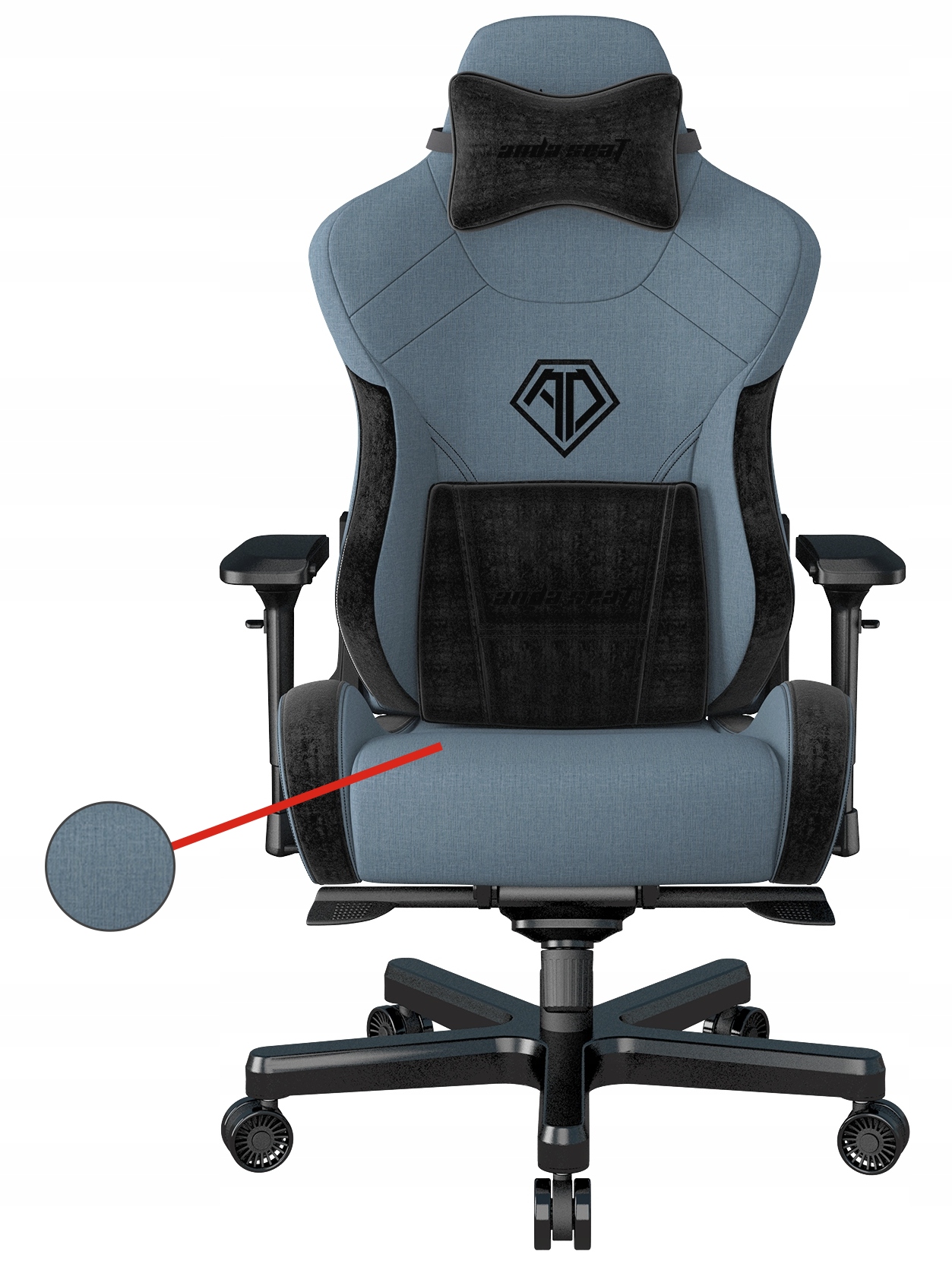 Fotel gamingowy biurowy Anda Seat T-Pro 2XL materiałowy niebieski obrotowy Stan opakowania oryginalne
