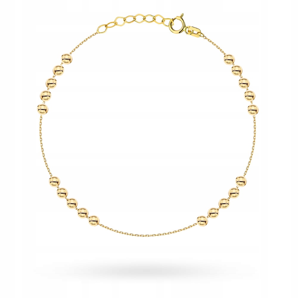 Náramek ze zlata 585 složený z hladkých kuliček, elegantní dárek 14k