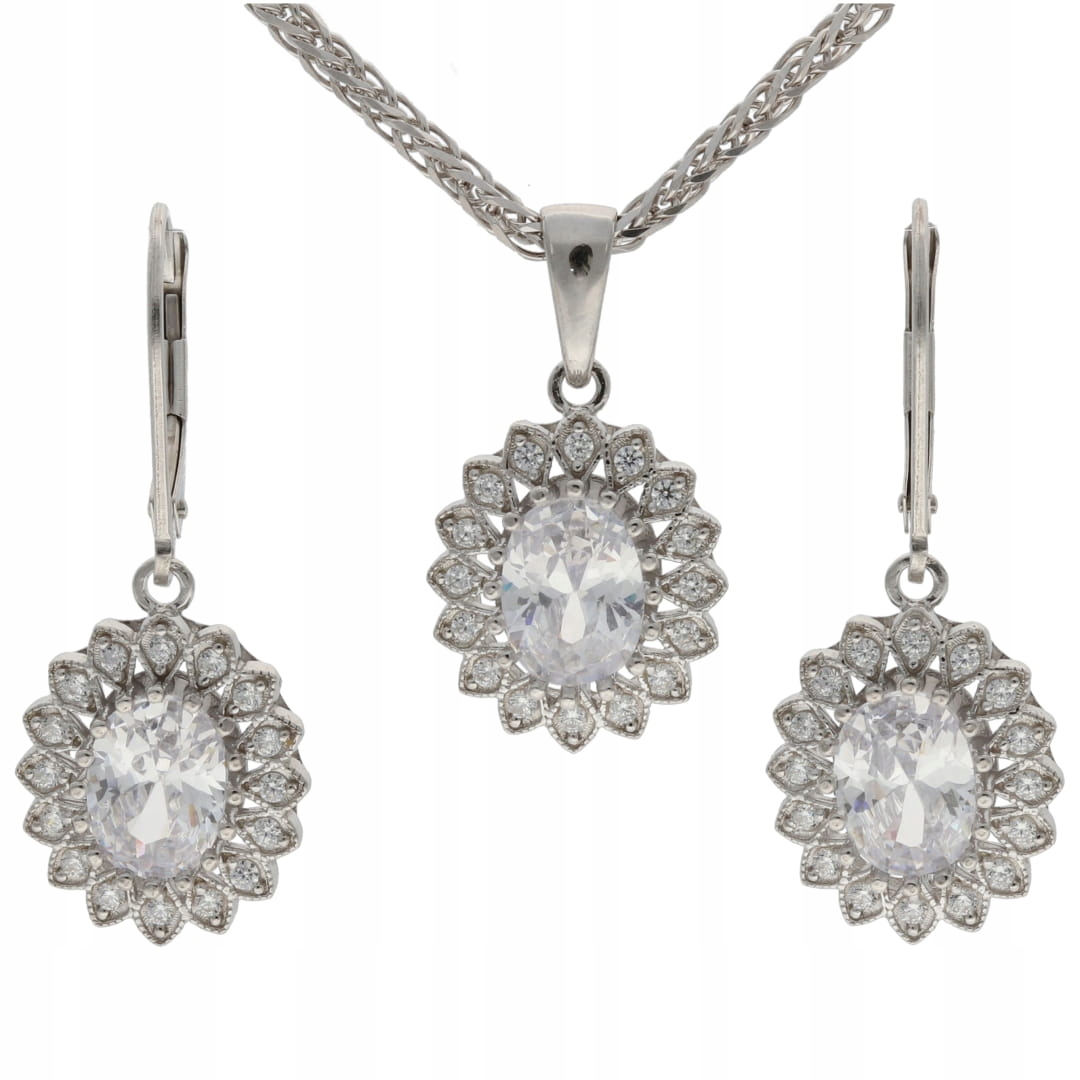 Komplet s bílými zirkony markýzy