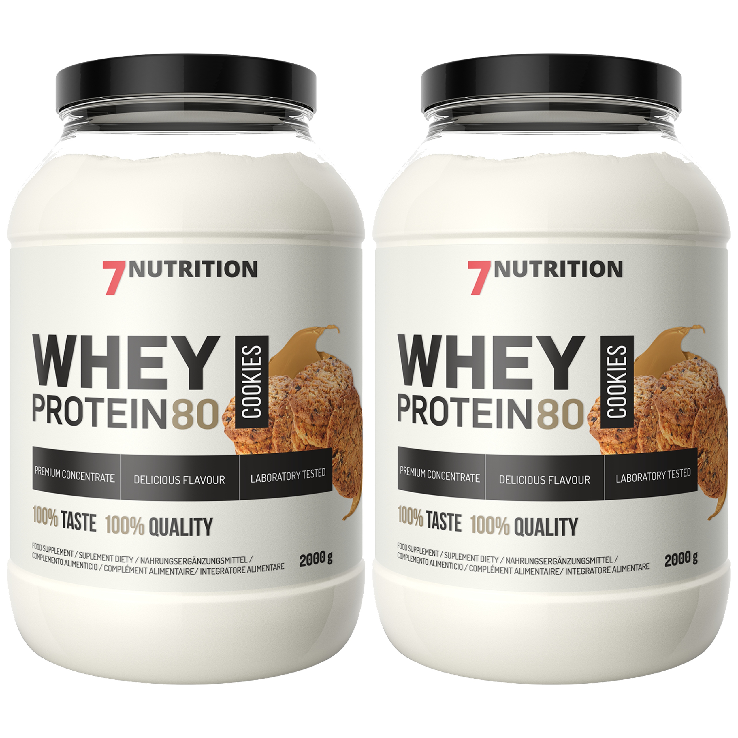 2x Bílkoviny Whey Protein 80 Syrovátkový koncentrát 2000 g Hmotnost 7 Nutrition