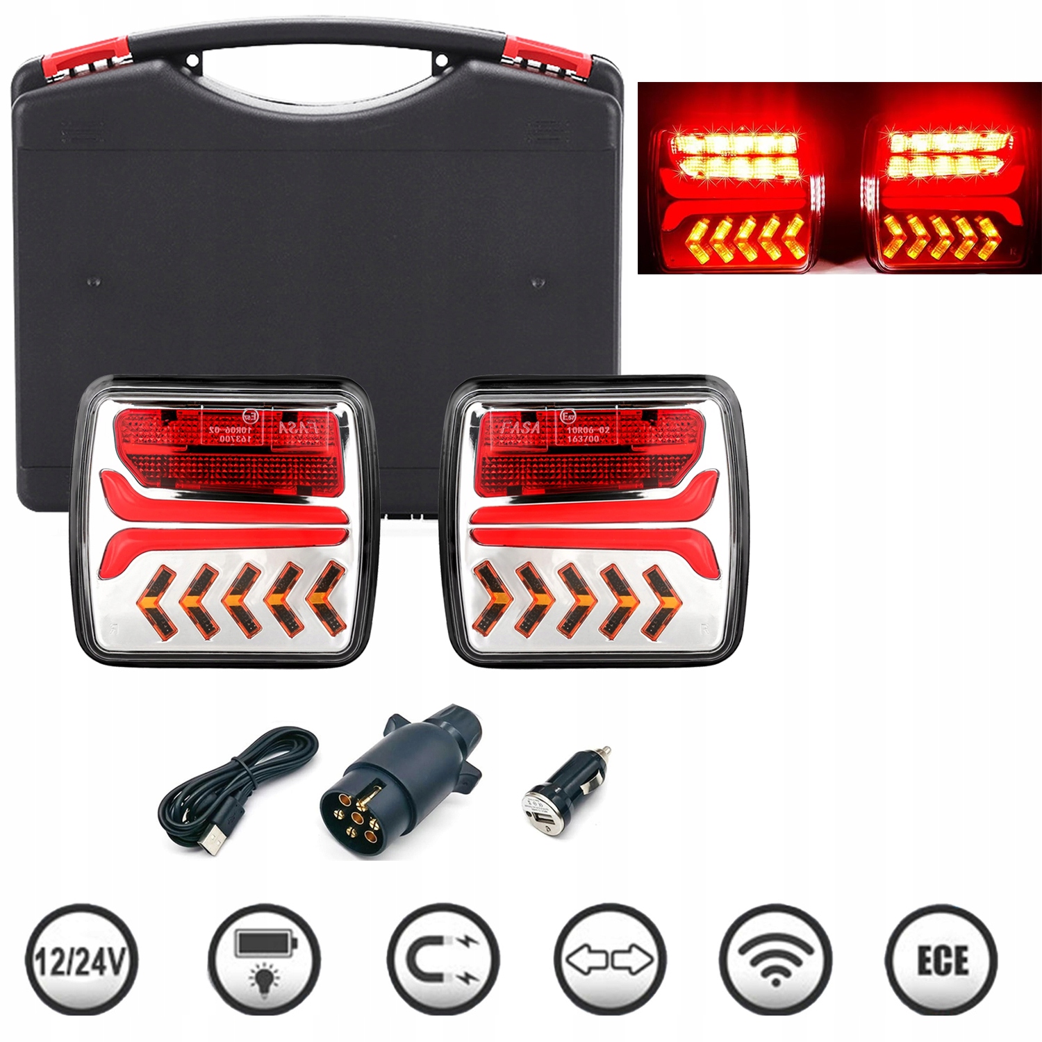 Sada Led Světel Pro Přívěs Do Auta Na Magnet 12V 24V IP65