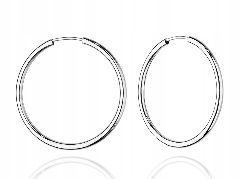 Białe Złoto Kolczyki Kółka 30mm 585 Koło Ring 14k