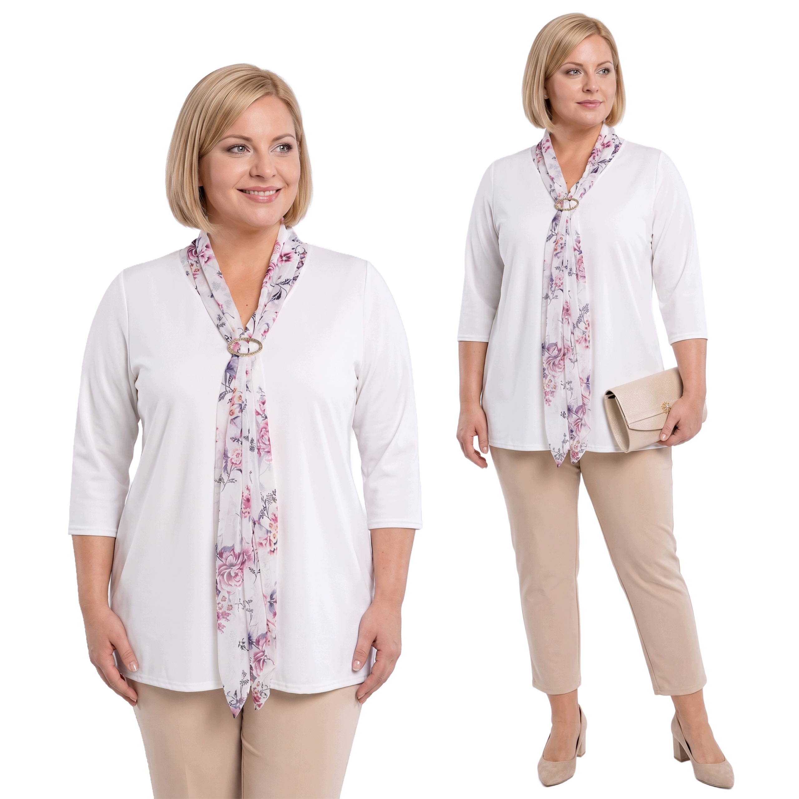 Bílá halenka se zavazováním plus size velikost 52/54