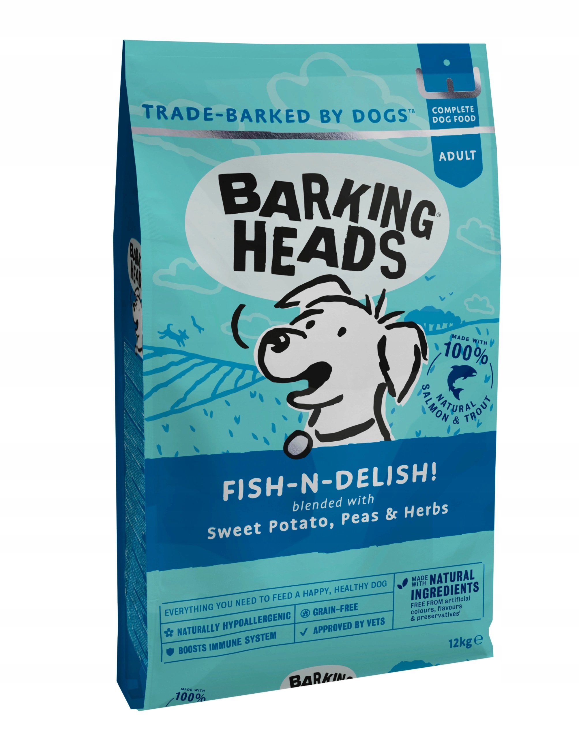 Levně Barking Heads krmivo suché ryba 12 kg
