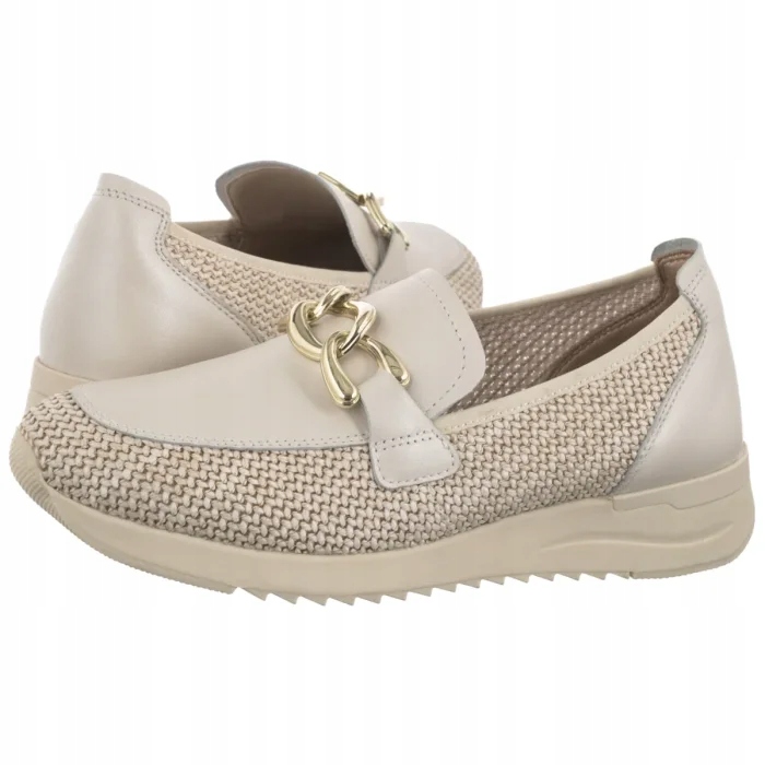 Kožené boty Dámské polobotky Caprice Béžové 9-24505 Off White Comb