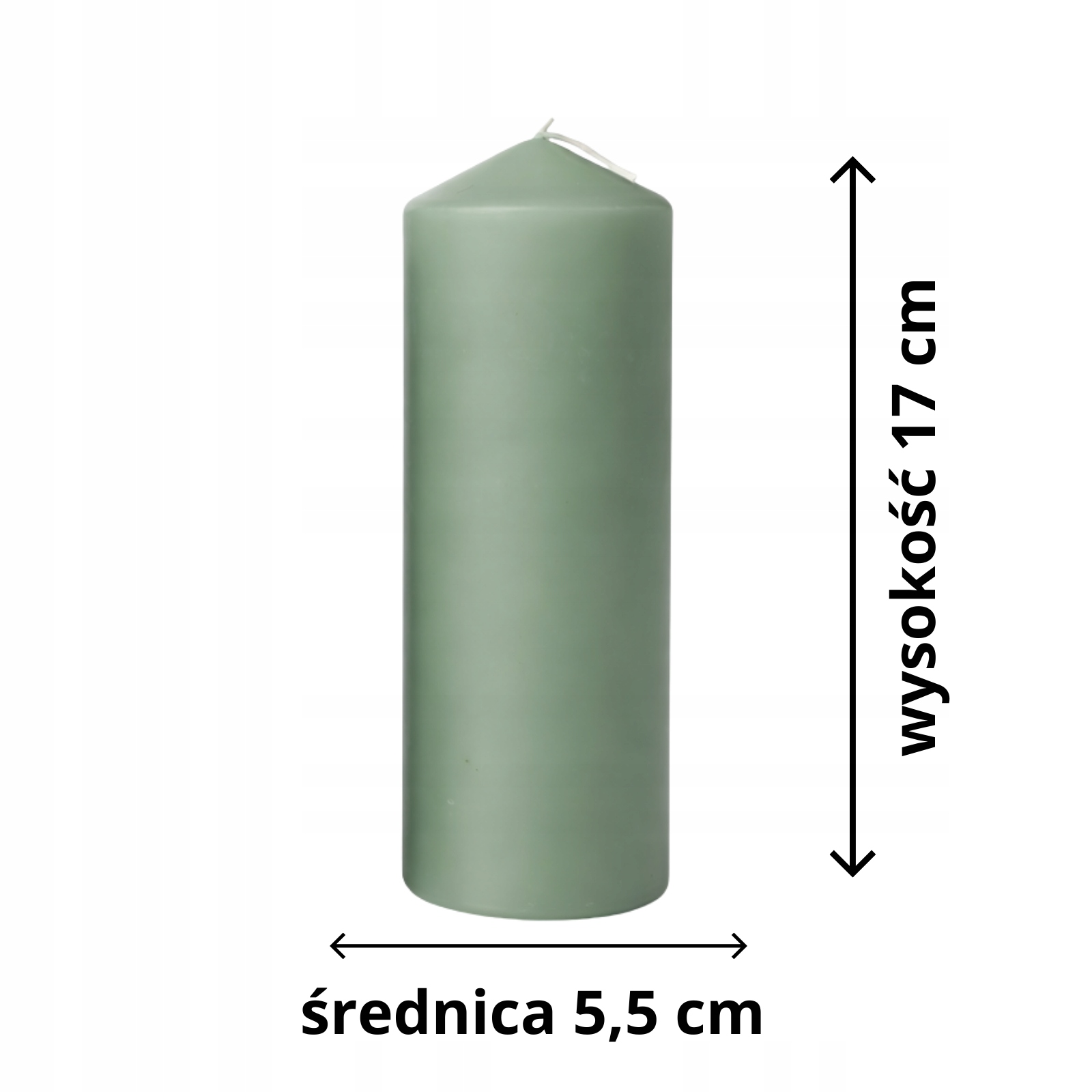 Świece ozdobne walec zielone 4-pak, 17 cm, Ø 5,5 cm