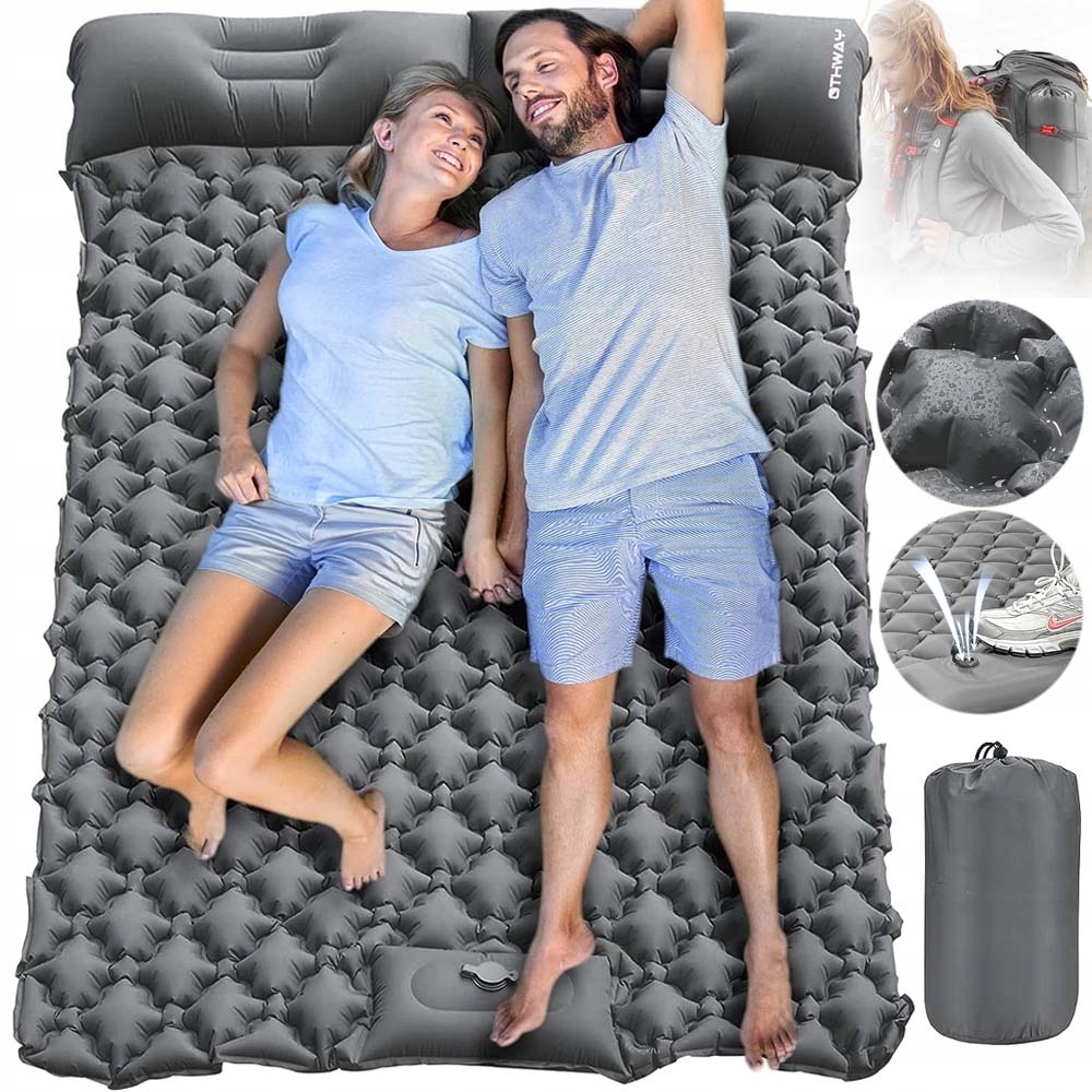 Mata Samopompująca Materac Karimata Turystyczna Poduszka Dwuosobowa 200*120