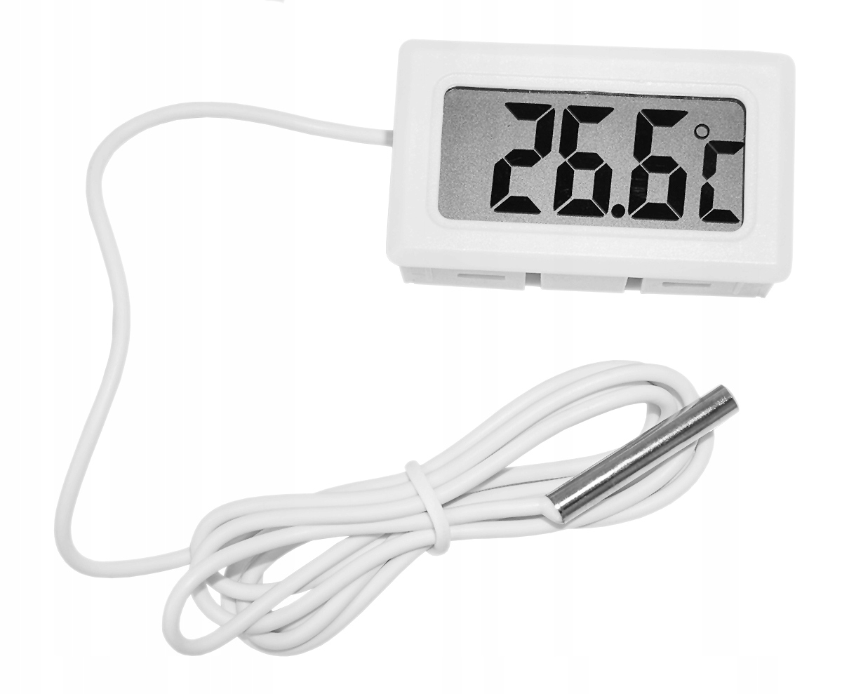 

Elektroniczny Termometr Zewn Wewn. Biały LCD