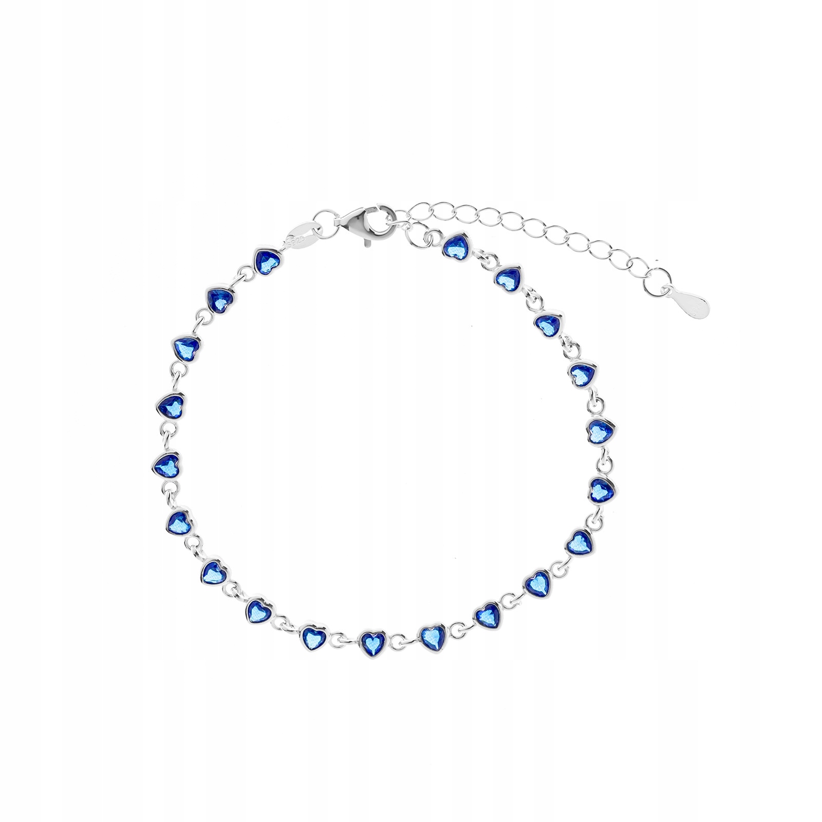 Stříbrný náramek 925 Modré srdce Zirkony