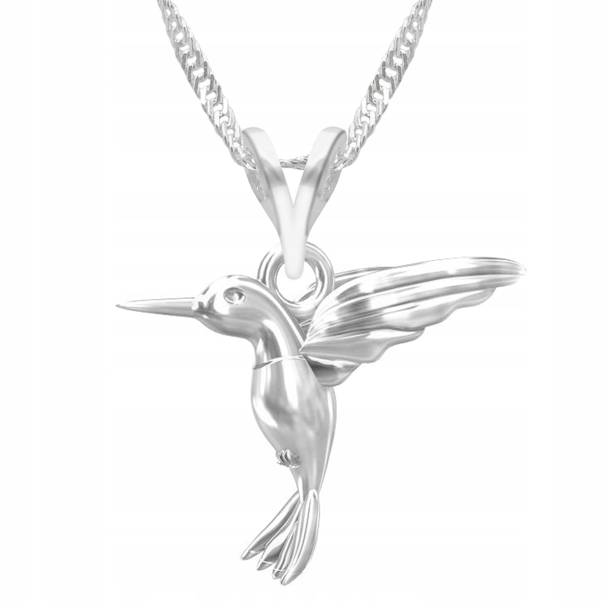 Stříbrný náhrdelník Kolibřík Pták Křídla Zvíře s kolibříkem Bird Stříbro 925